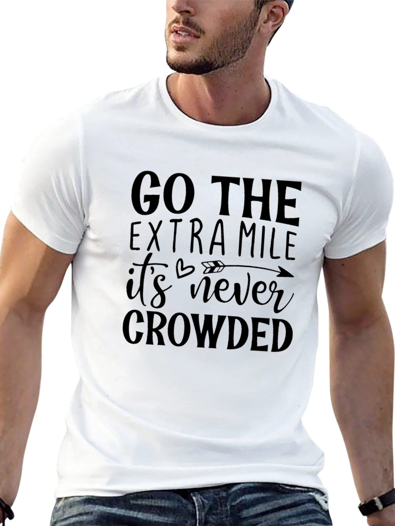 Motivational Black Graphic T-Shirt: Go The Extra Mile