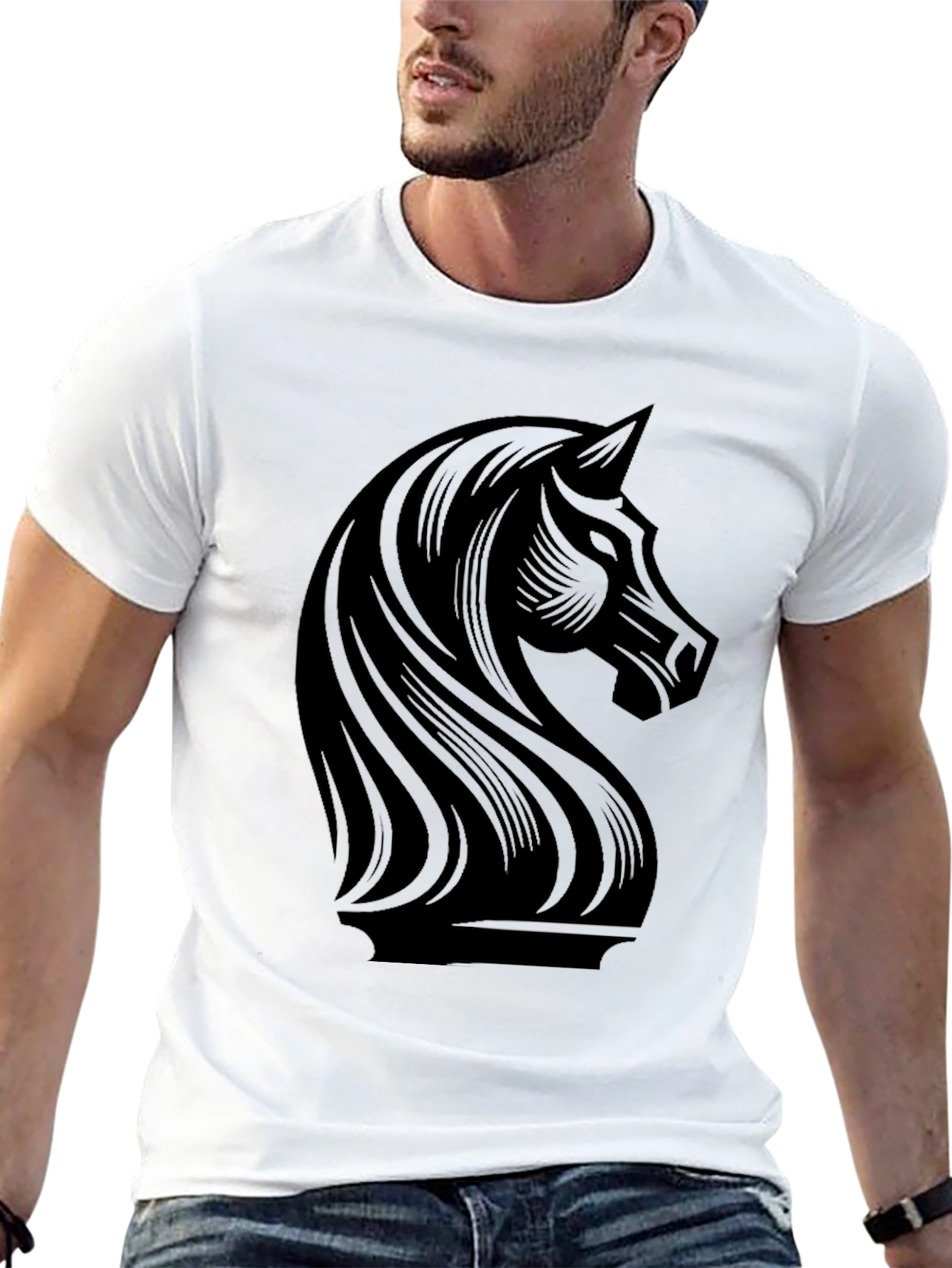 Chess Knight Graphic Tee - Stylish Black T-Shirt