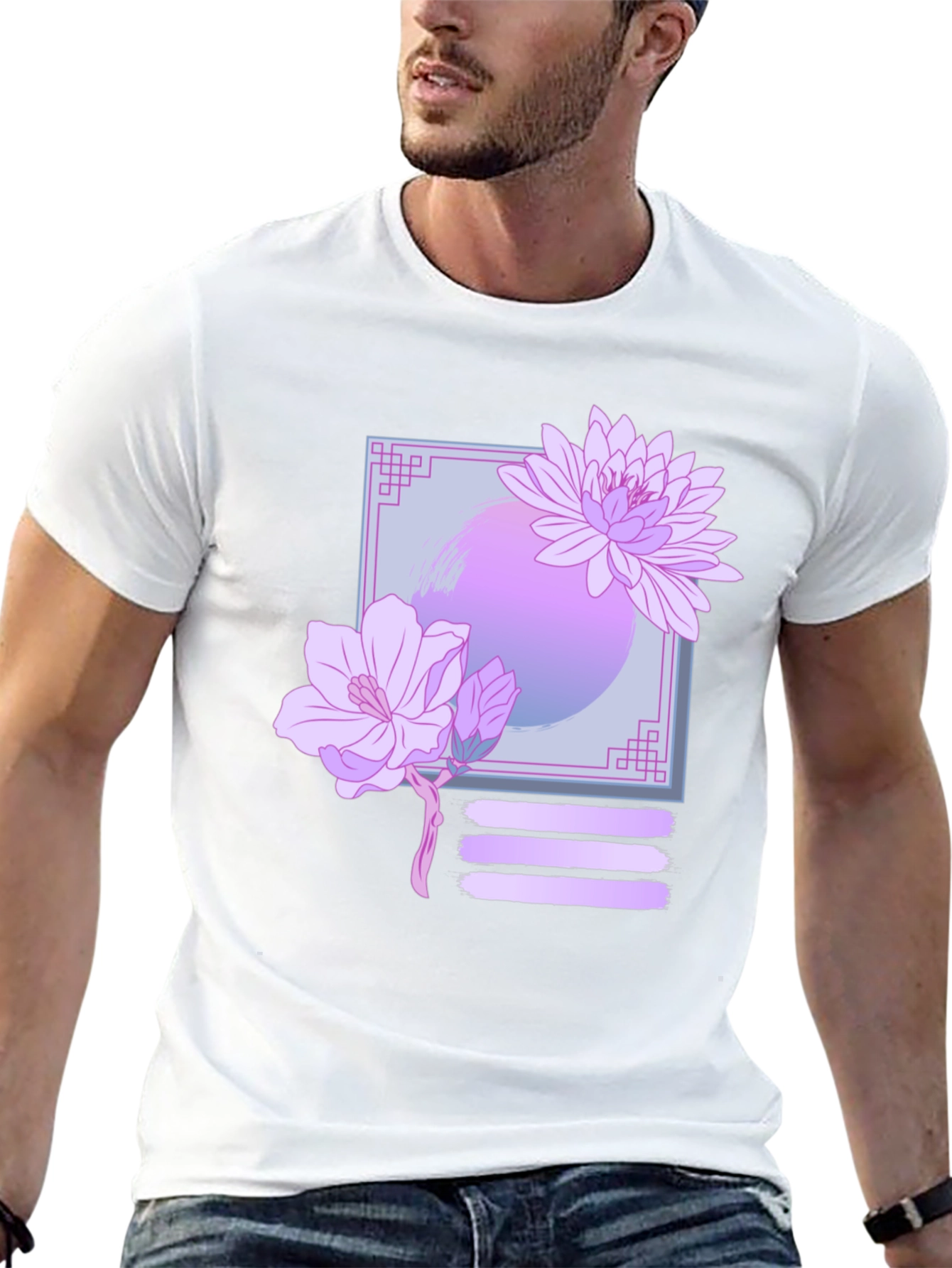 Floral Graphic Print Black T-Shirt