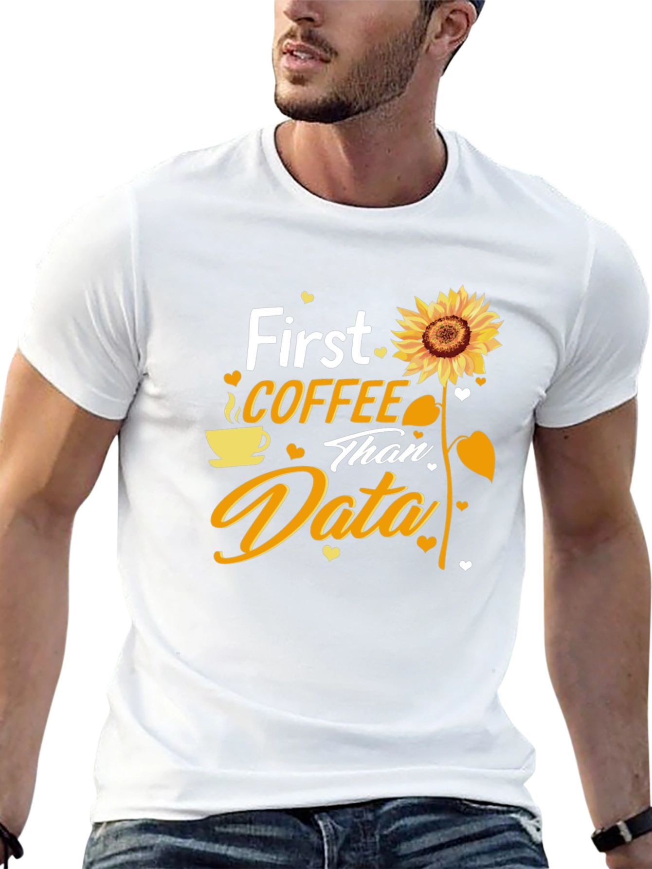Coffee and Data T-Shirt - Sunflower Design