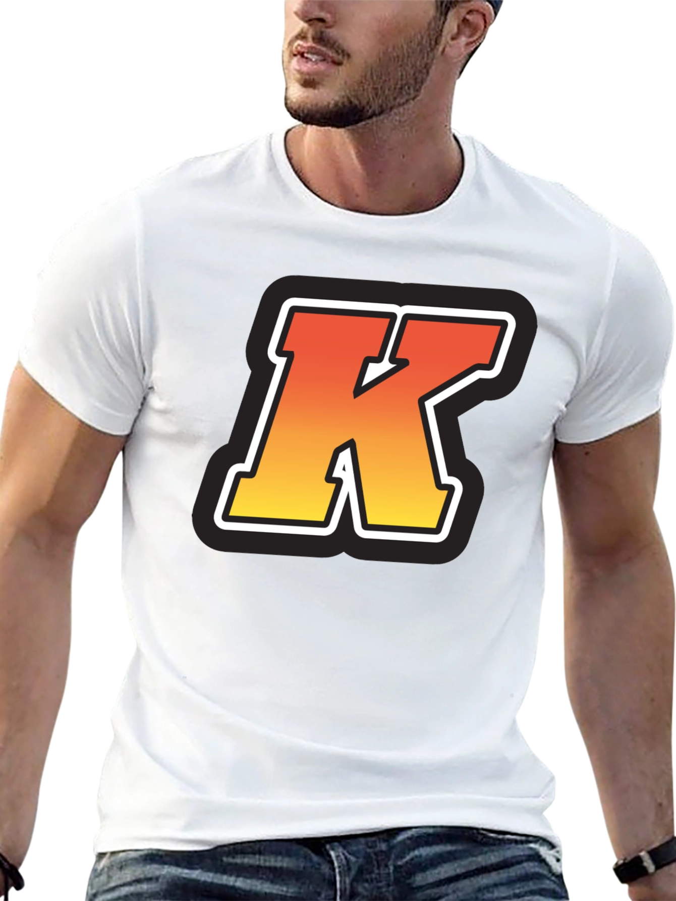 Bold Initial K T-Shirt - Gradient Letter Design