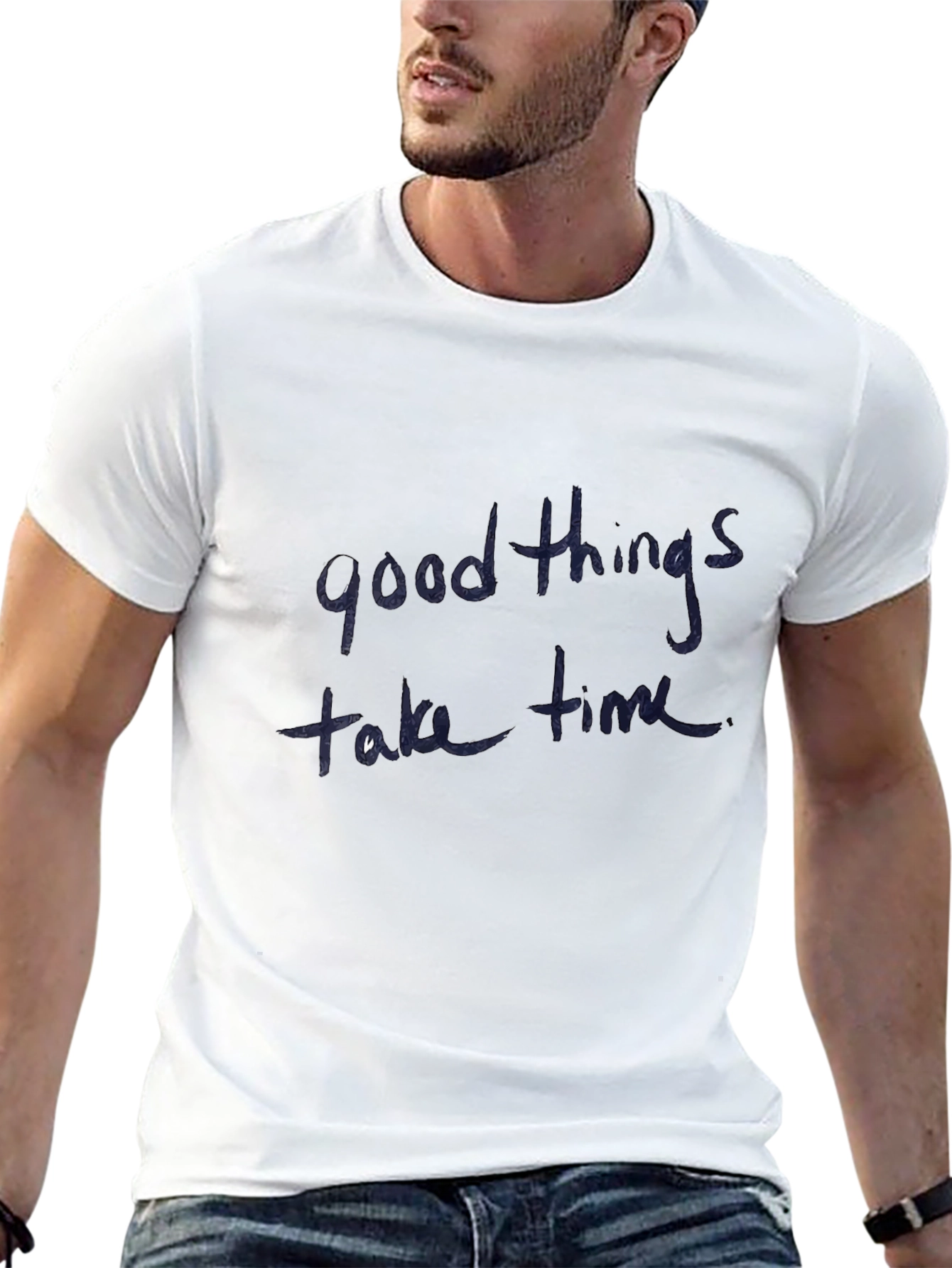 Good Things Take Time Black Cotton T-Shirt