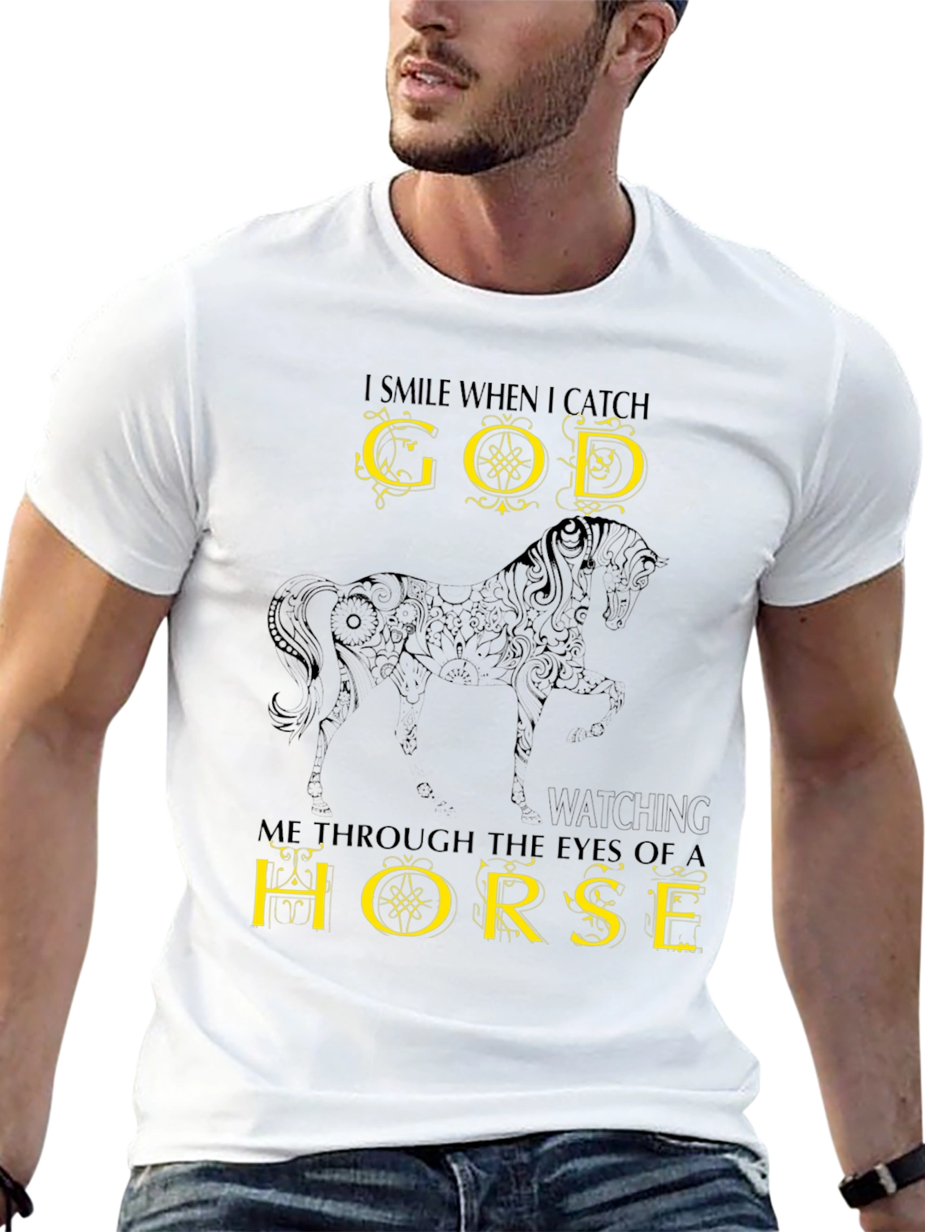 God Through a Horse T-Shirt - Black
