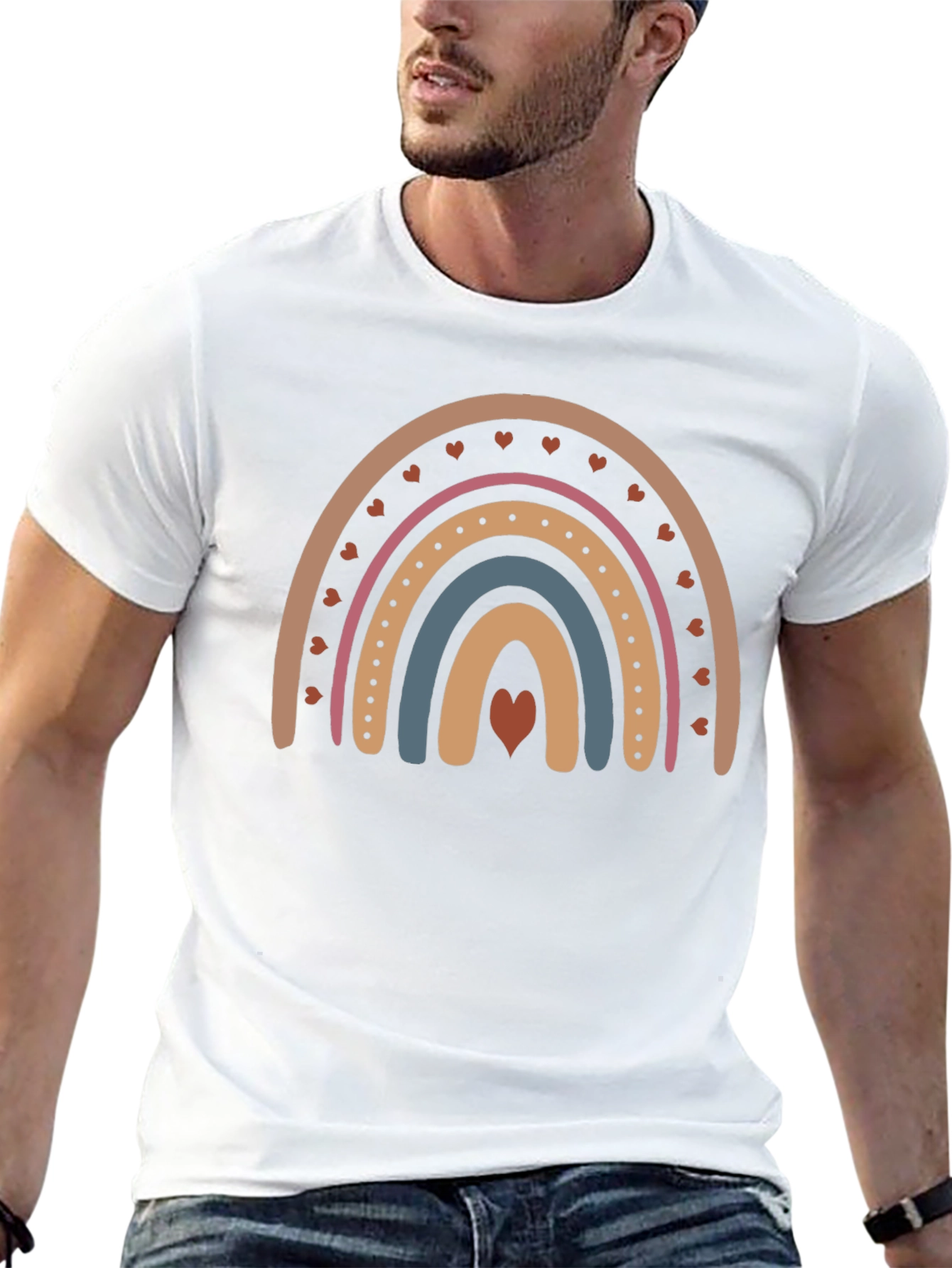 Boho Rainbow Heart T-Shirt - Stylish Casual Tee