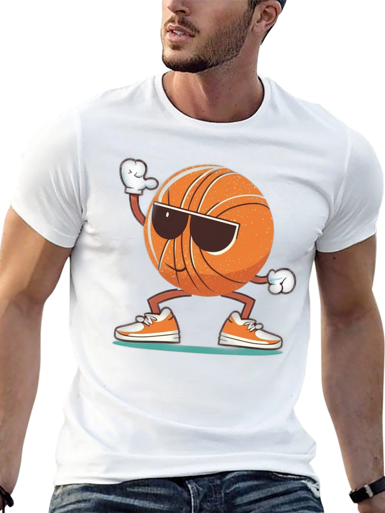 Cool Basketball Graphic Tee - Black Cotton Blend