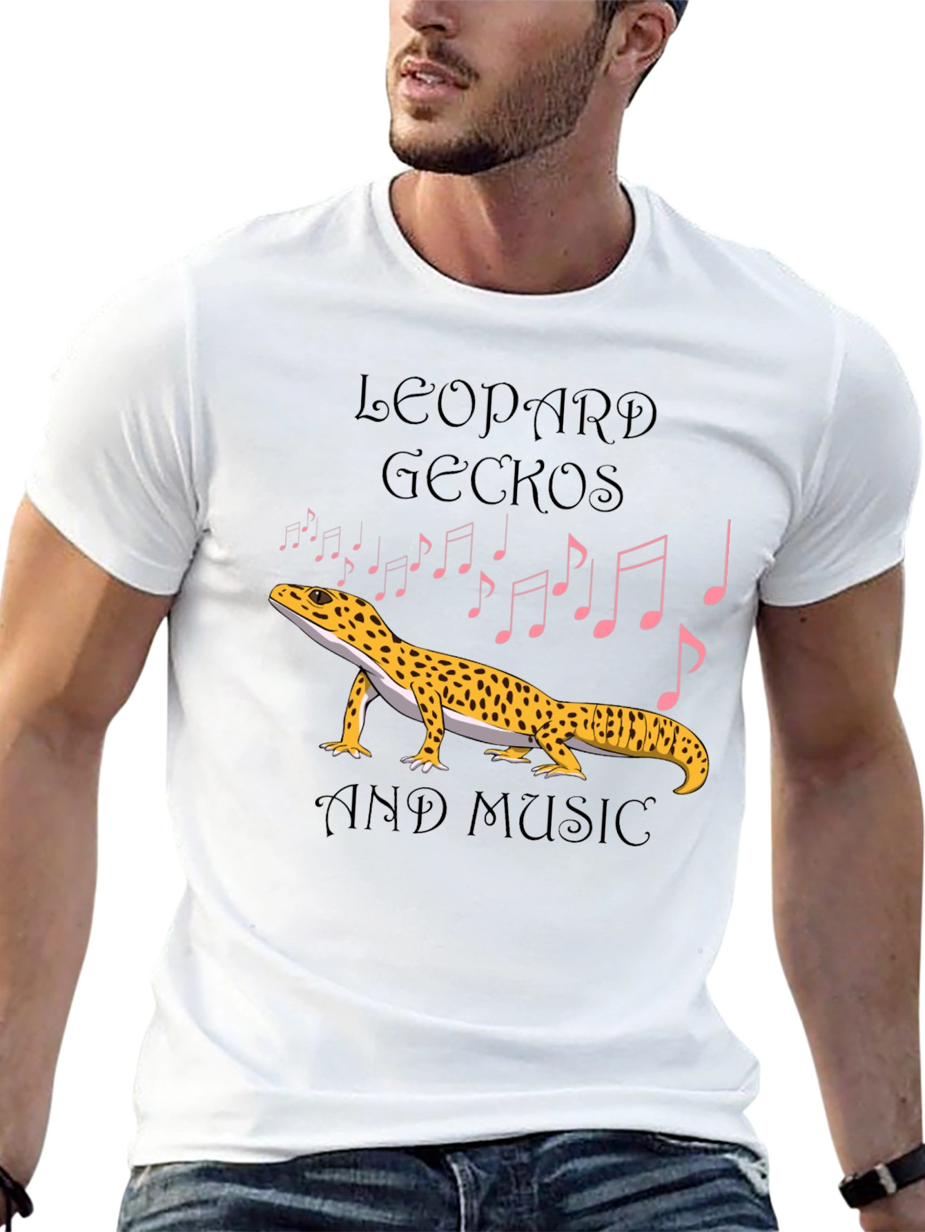 Leopard Gecko and Music Graphic T-Shirt