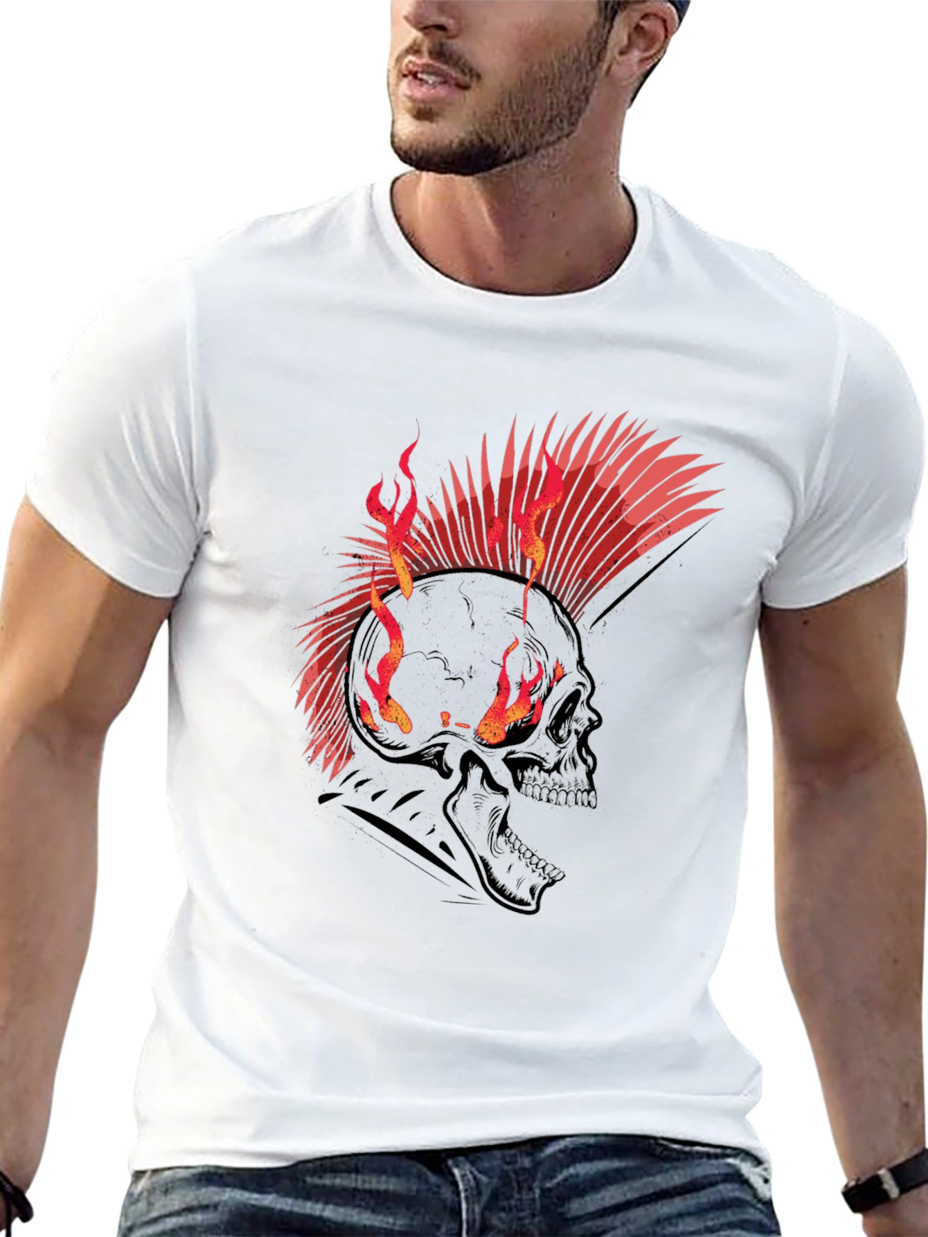 Flaming Skull Punk Rock T-Shirt