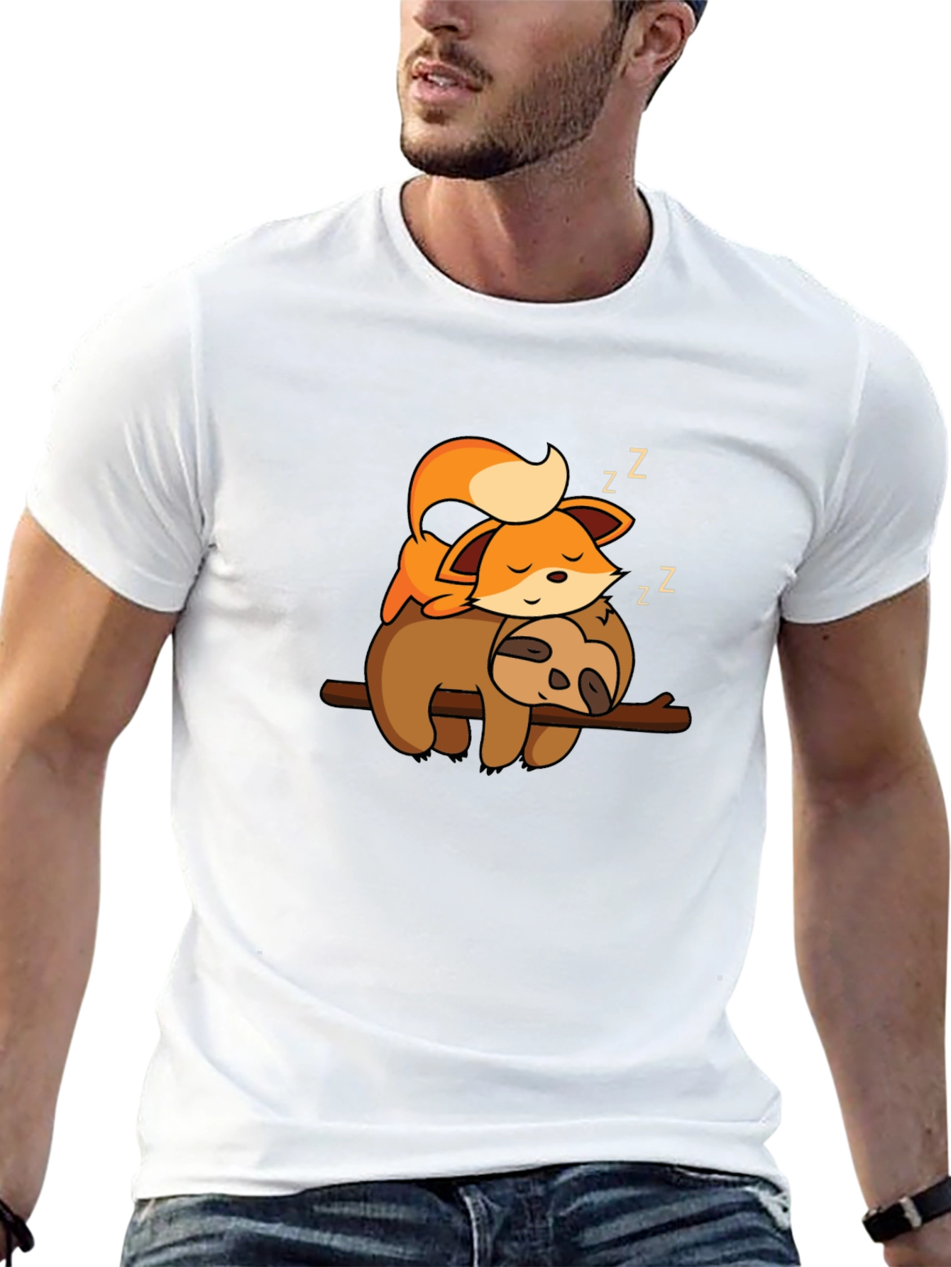 Cute Fox and Sloth Nap T-Shirt