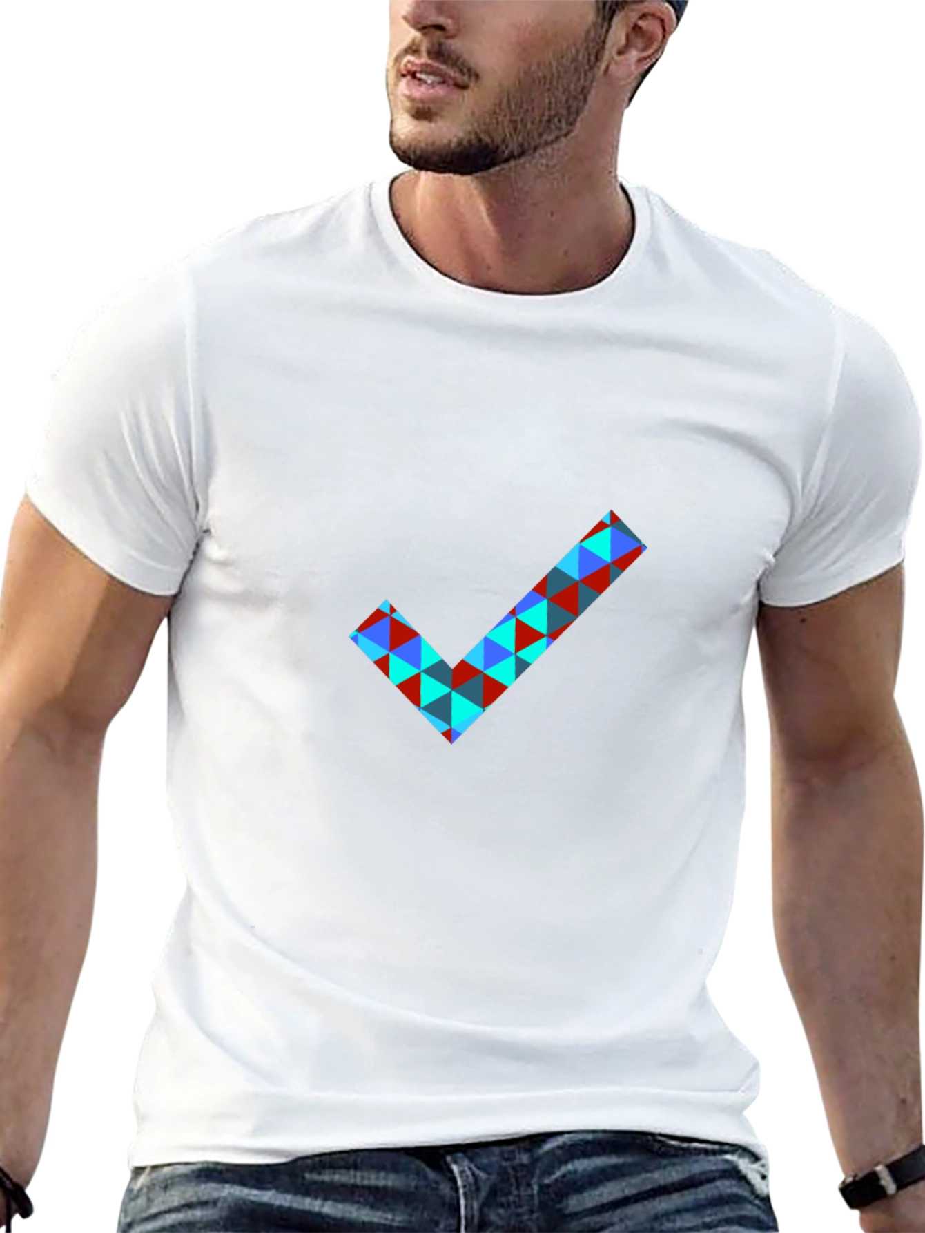 Geometric Checkmark Graphic T-Shirt - Modern Design