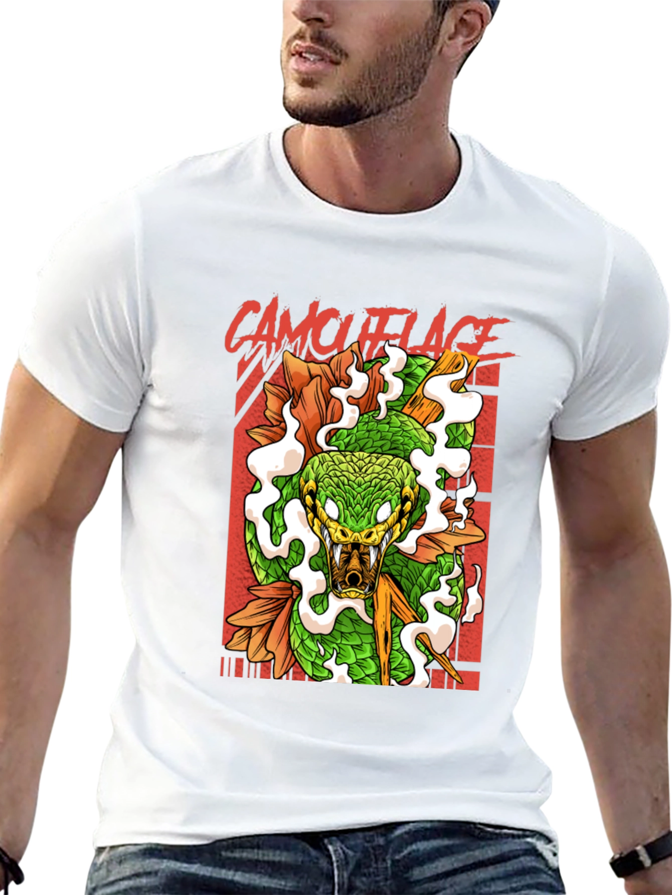 Mens Camouflage Snake Graphic Tee