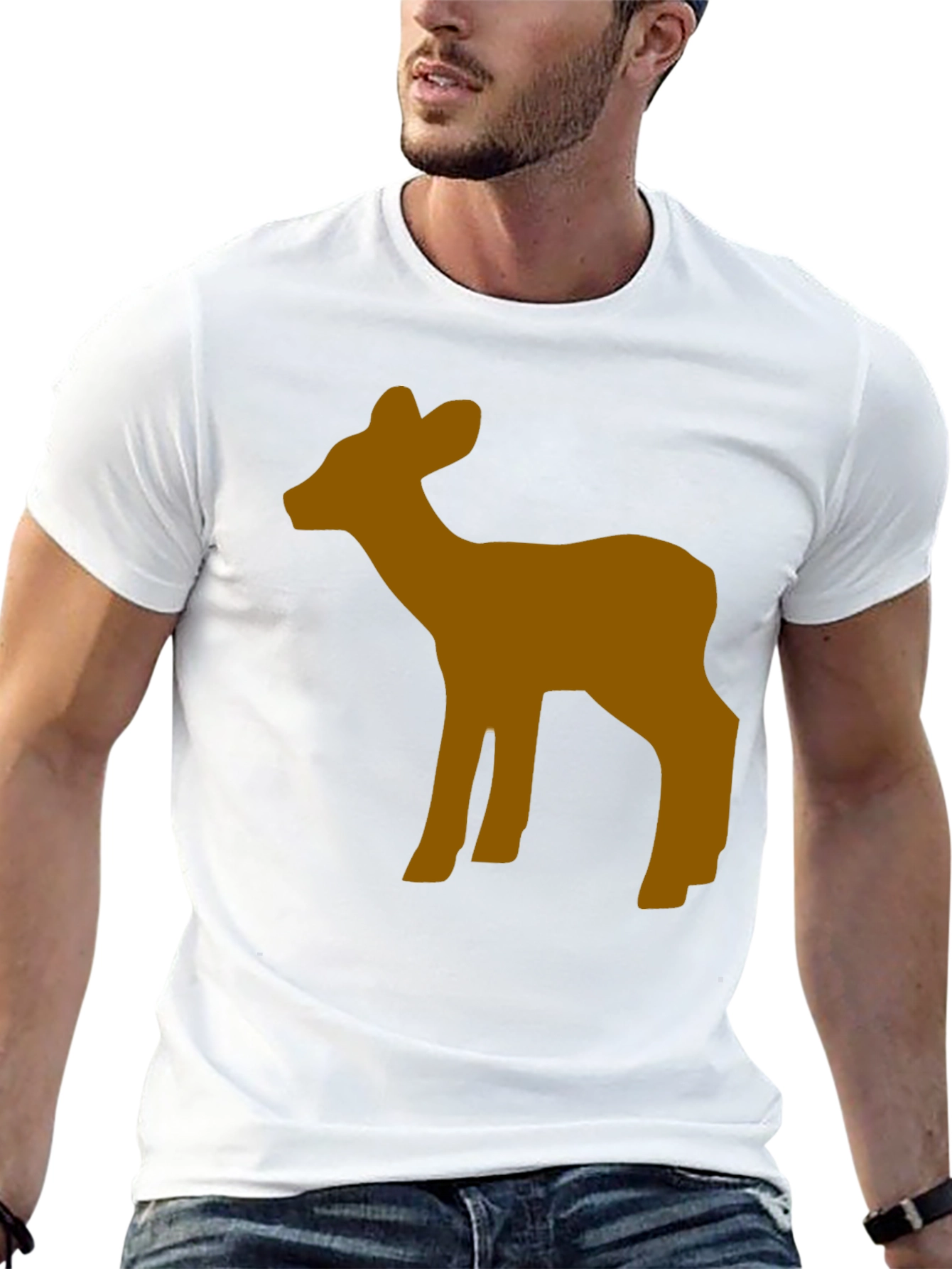 Deer Graphic Tee - Casual Black Cotton T-Shirt