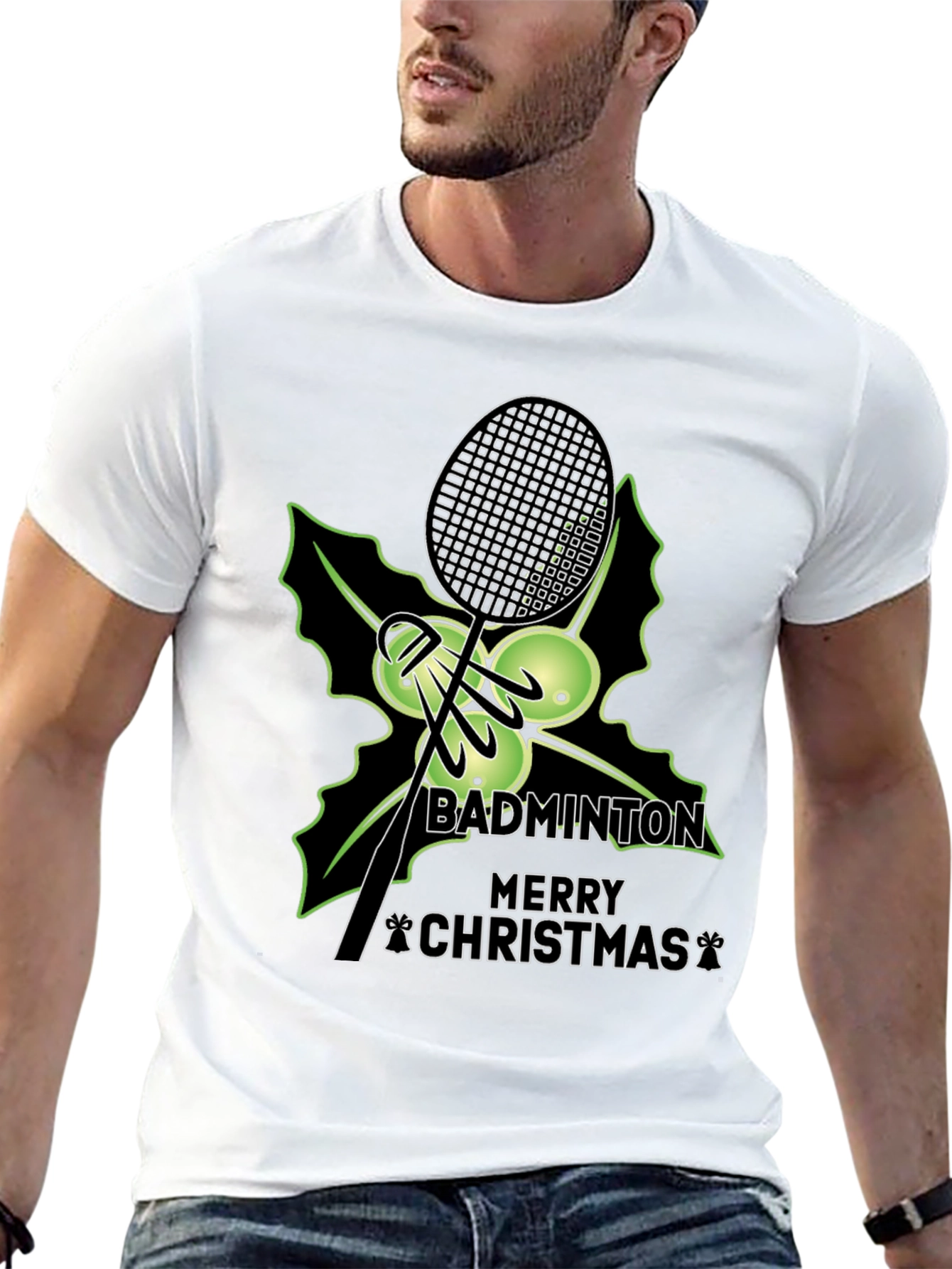 Badminton Merry Christmas Graphic Tee