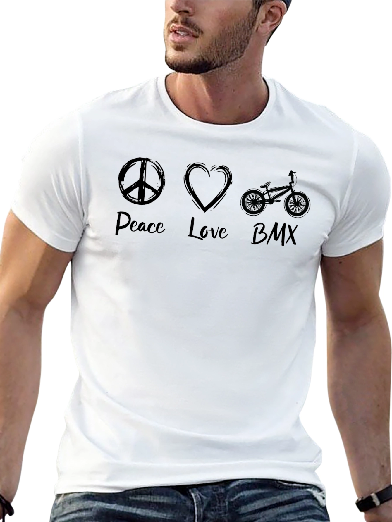 Peace Love BMX T-Shirt - Black Graphic Tee