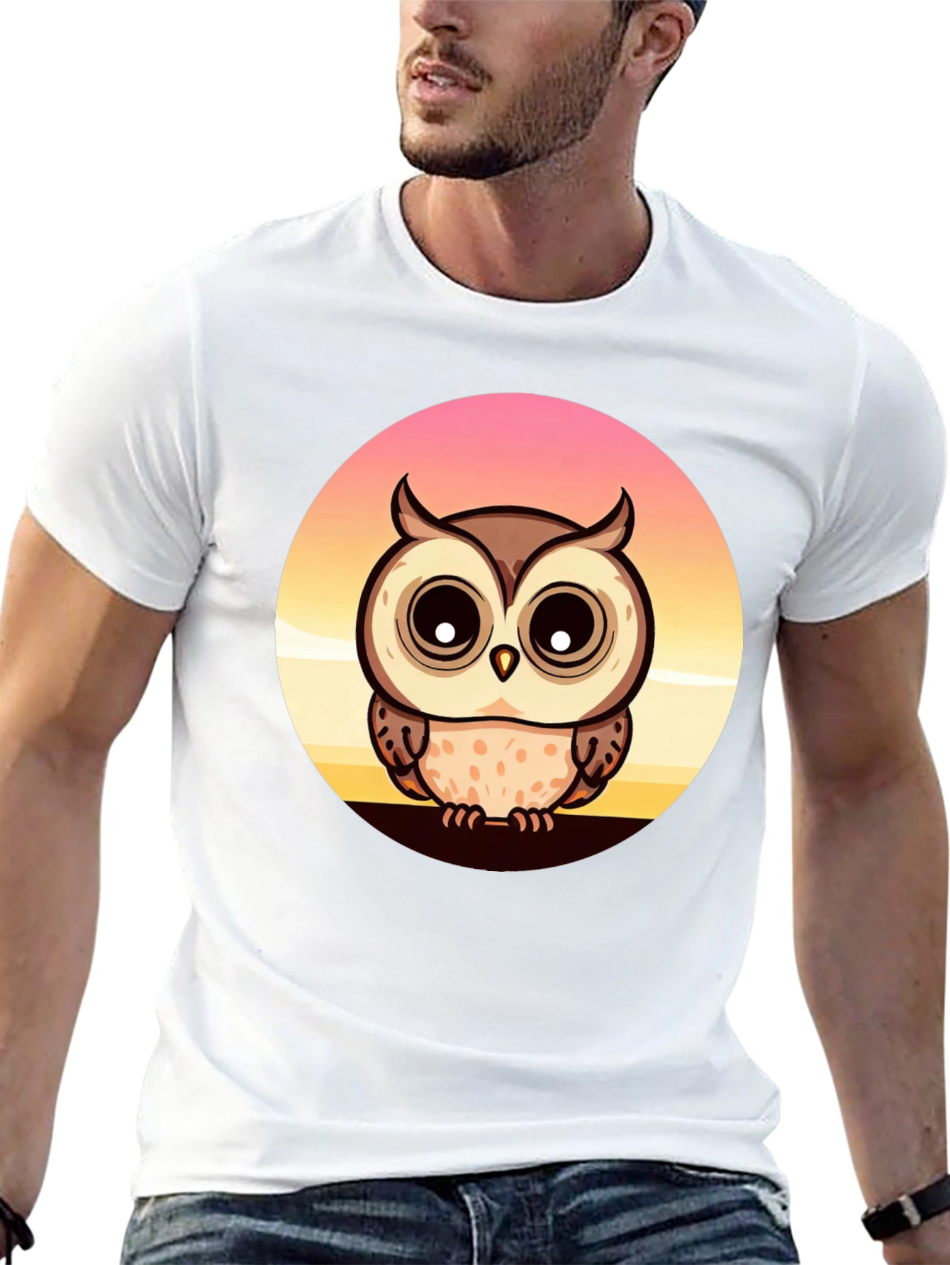 Owl Sunset Graphic T-Shirt - Unique Design
