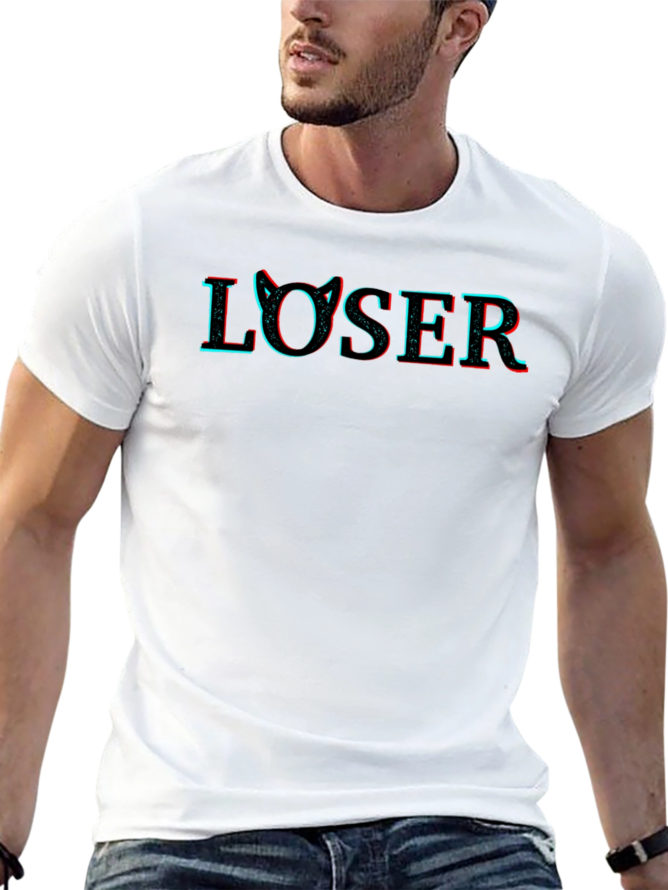Loser Cat Ear Graphic T-Shirt - Edgy & Stylish