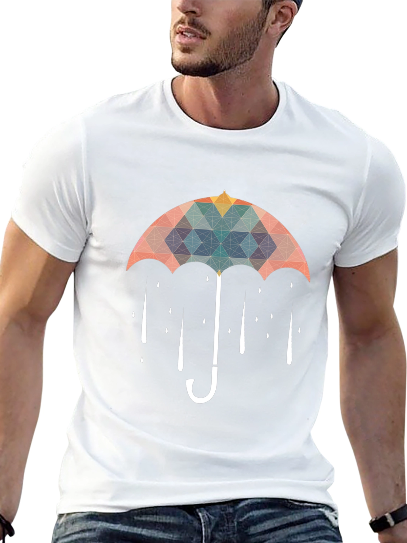 Geometric Umbrella Black T-Shirt