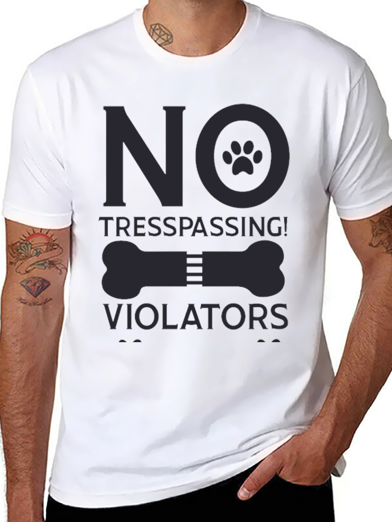 No Trespassing Dog Paw Bone Graphic Tee