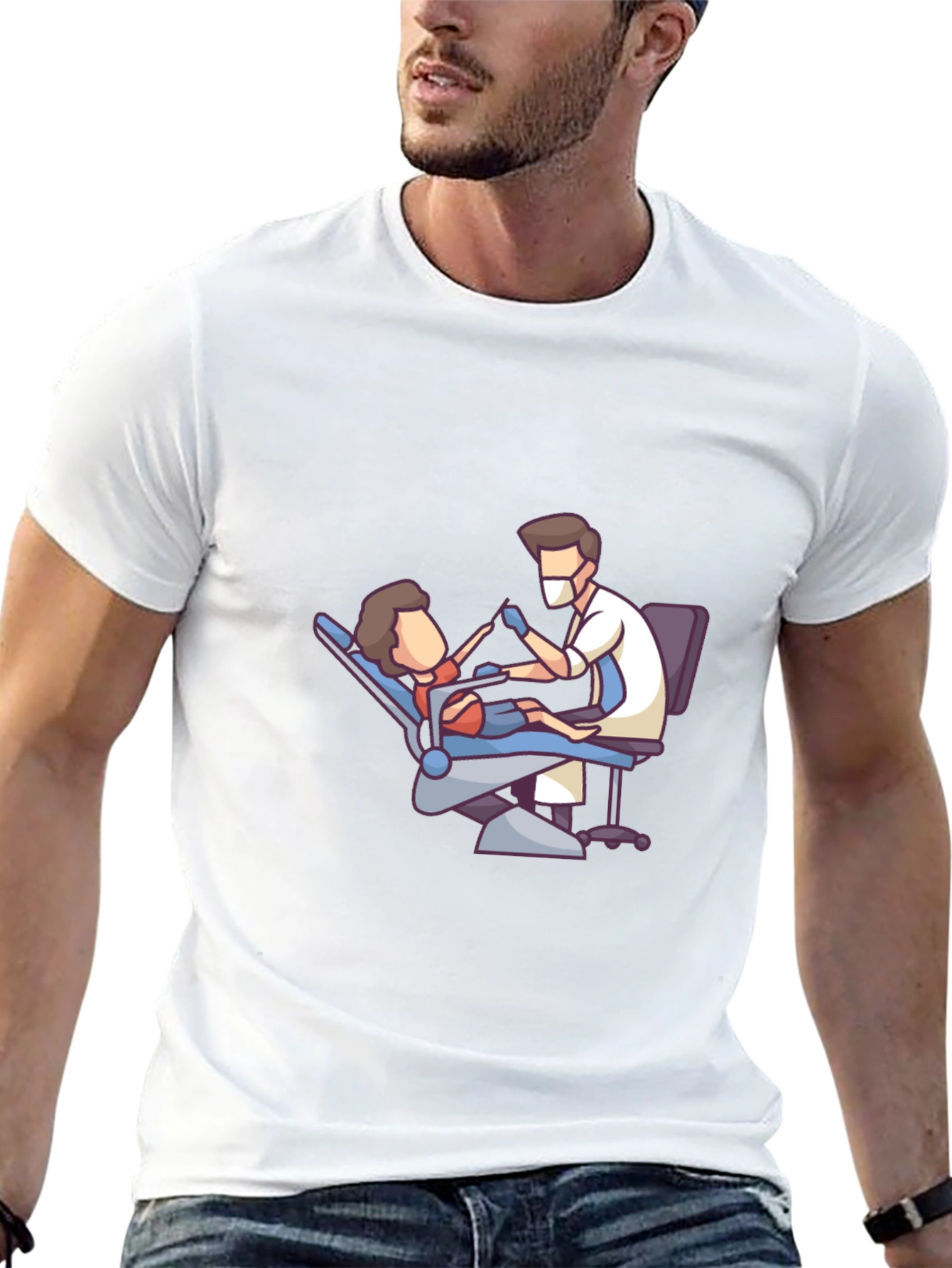 Dentist Cartoon Graphic Black T-Shirt