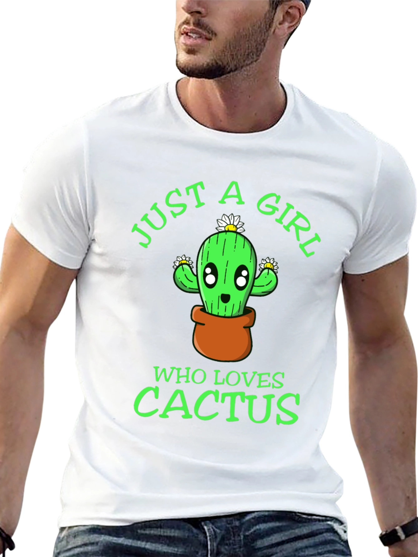 Just A Girl Who Loves Cactus Graphic T-Shirt