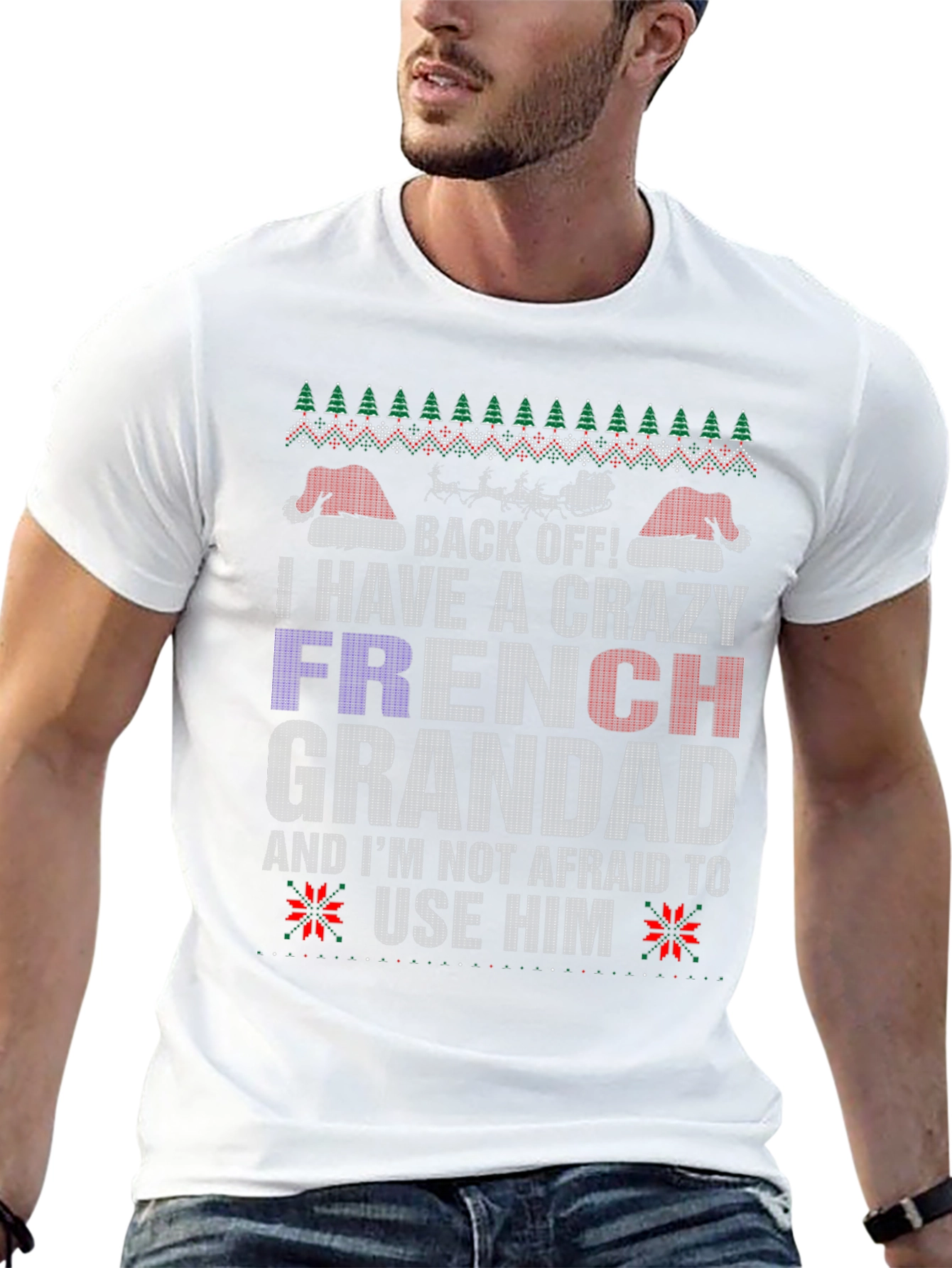 Crazy French Grandad Christmas T-Shirt