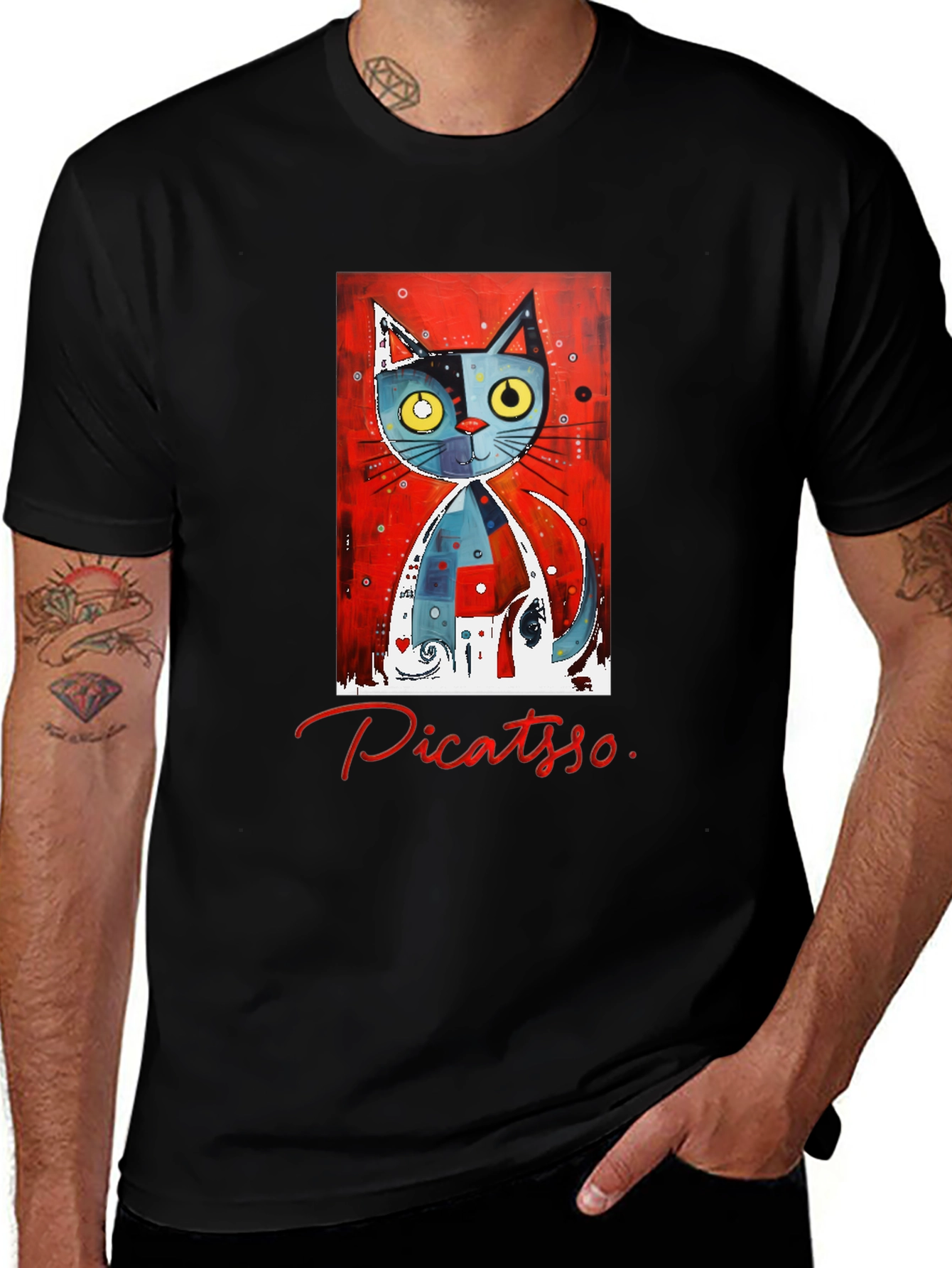 Picatso Cat Art T-Shirt - Unique Design