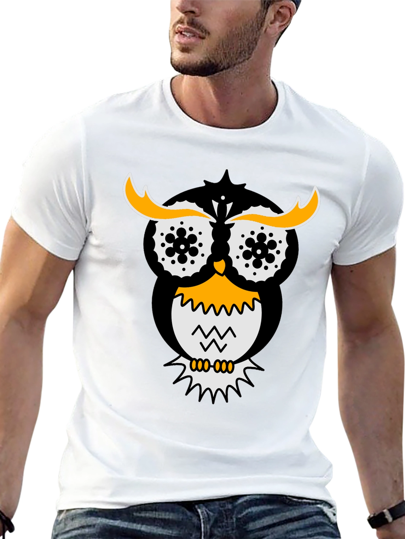 Owl Graphic Tee - Stylish Black Cotton T-Shirt