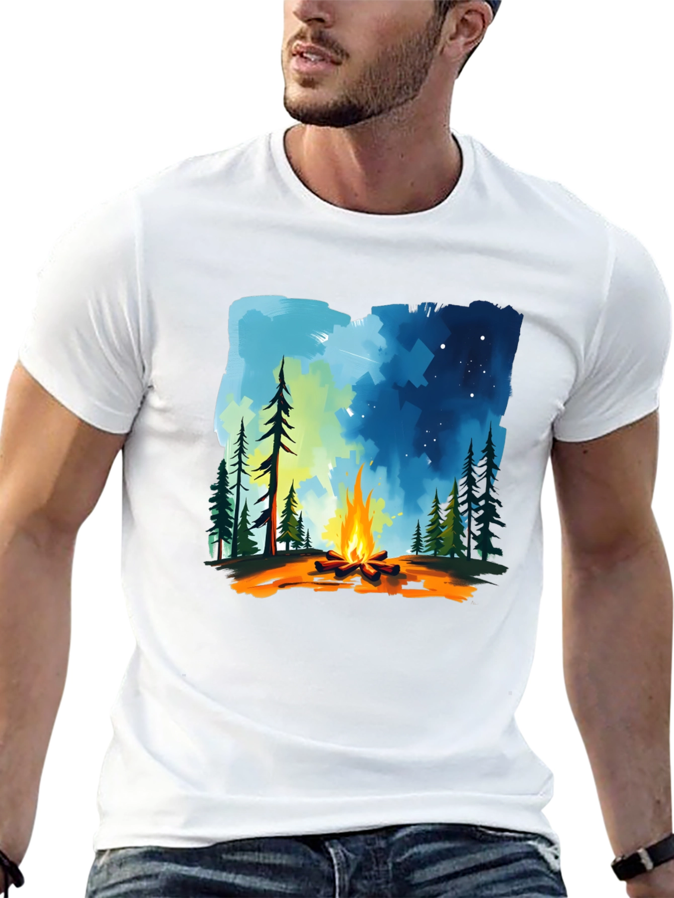 Campfire Graphic Tee - Nature Adventure Shirt