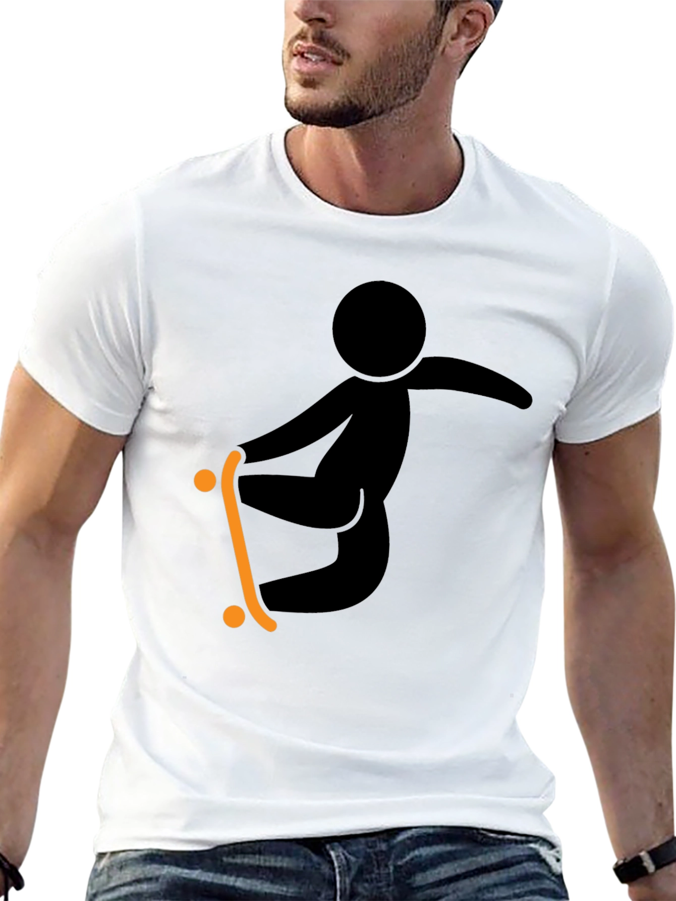 Skateboarding Graphic Tee - Black Casual Shirt