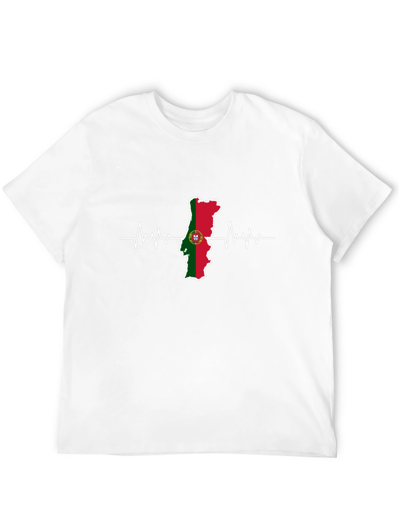 Portugal Flag Heartbeat Graphic Tee - Black