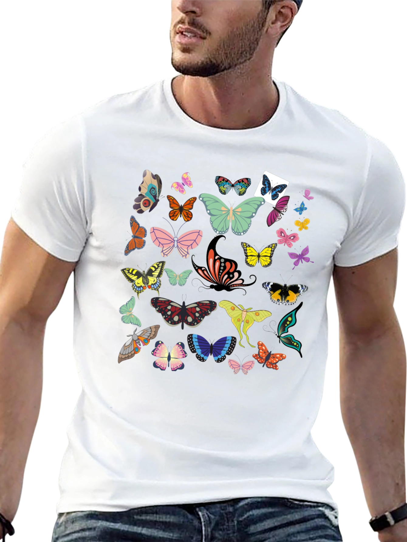 Butterfly Graphic Print Black T-Shirt