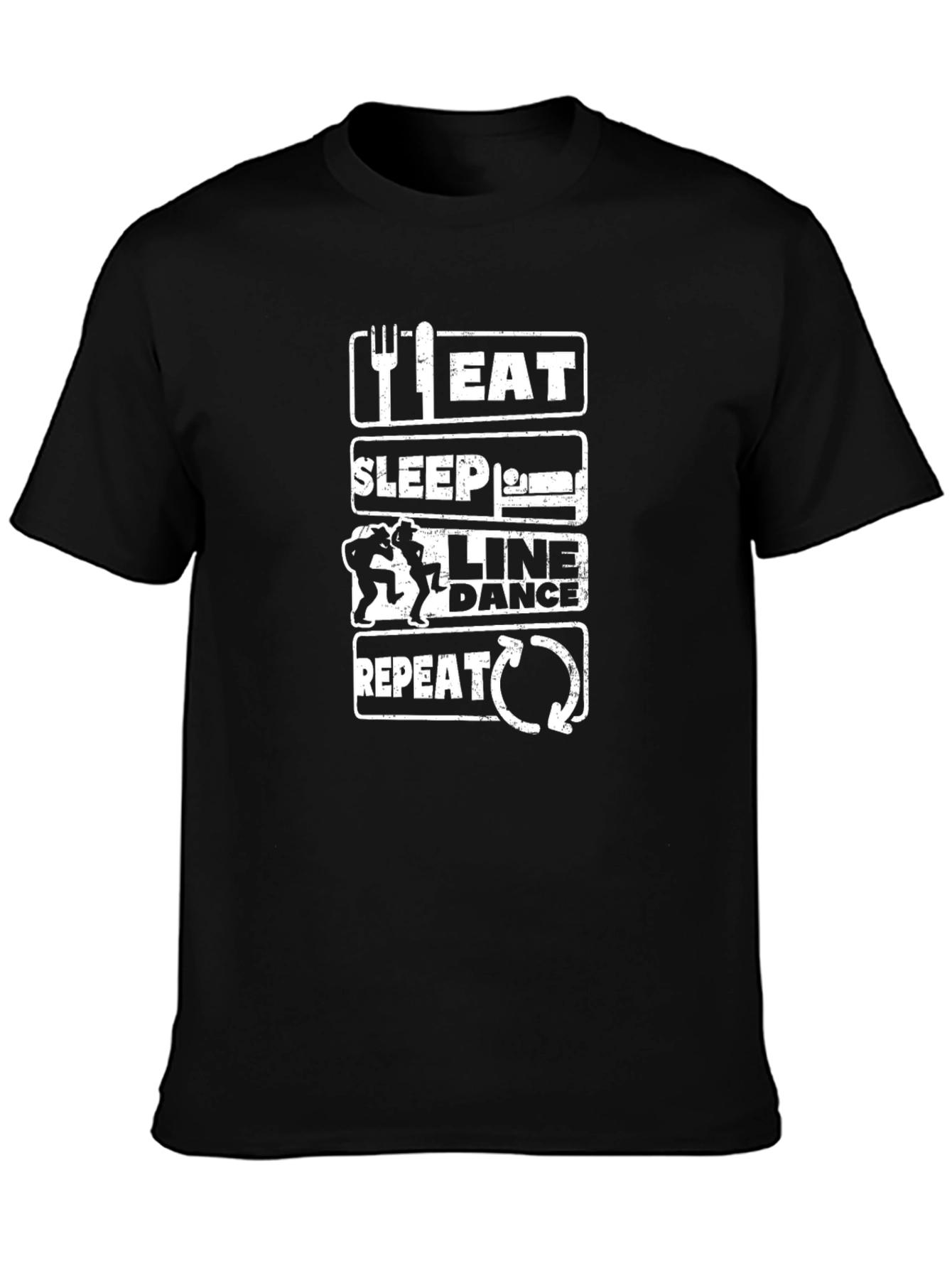 Eat Sleep Line Dance Repeat Black T-Shirt