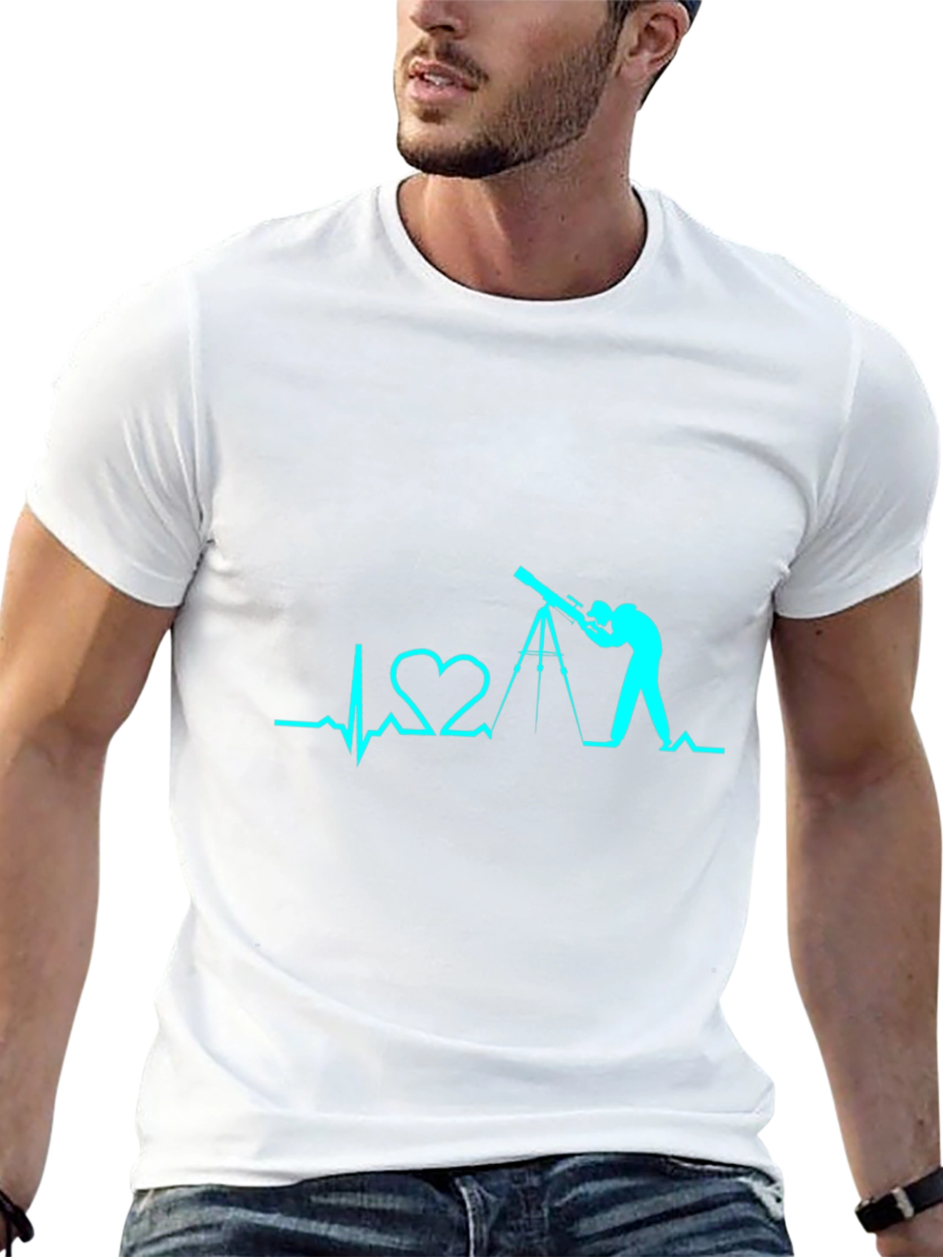 Telescope Heartbeat Graphic Tee - Astronomy Lover Shirt