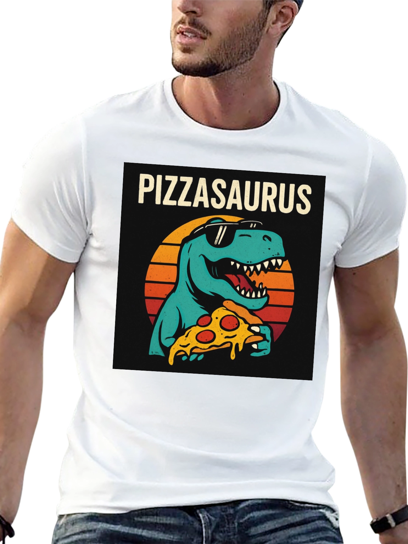 Pizzasaurus T-Shirt - Retro Dinosaur Pizza Lover Tee