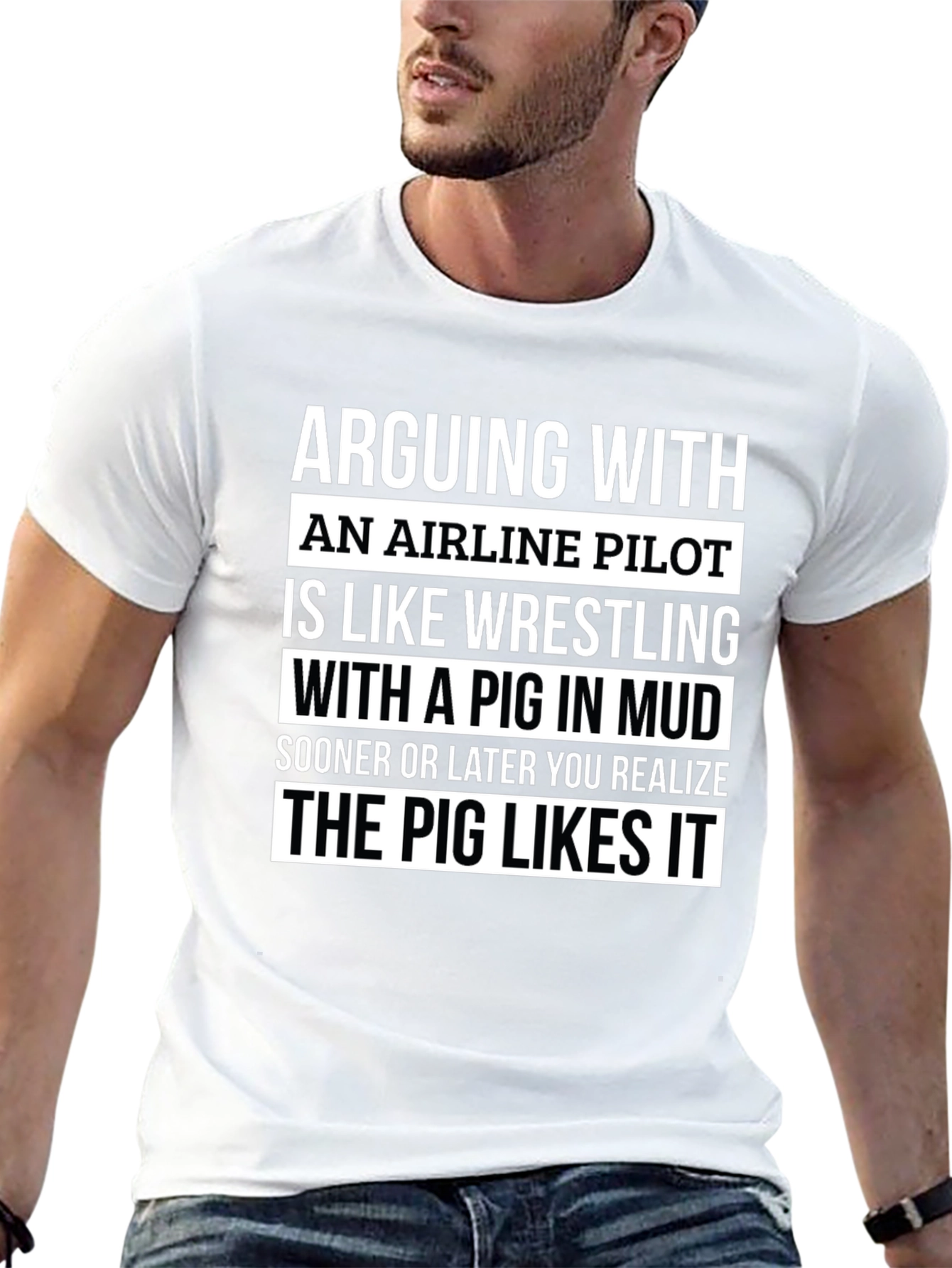 Airline Pilot Pig Mud Wrestling T-Shirt