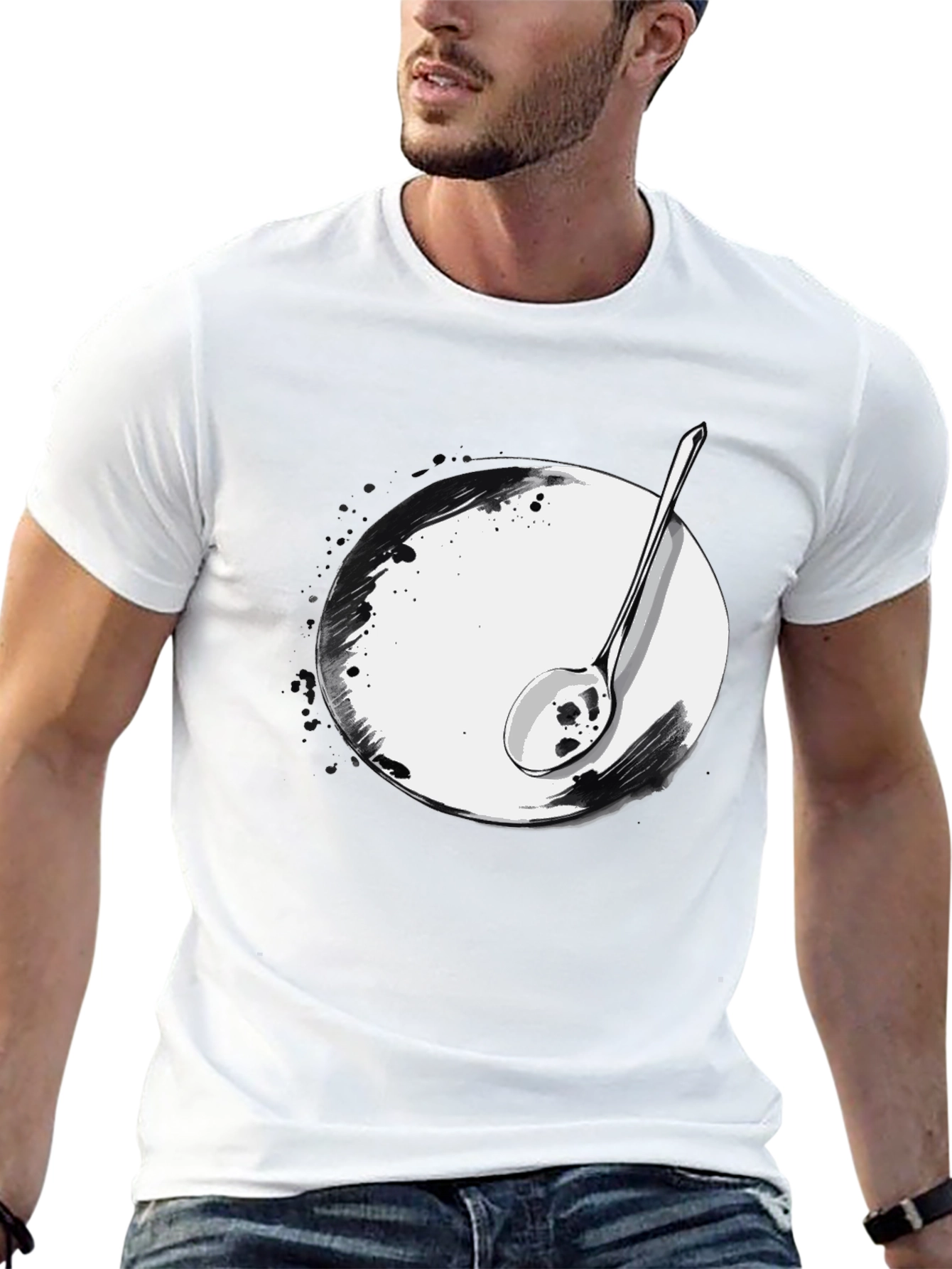 Spoon & Plate Graphic Tee - Modern Art Shirt