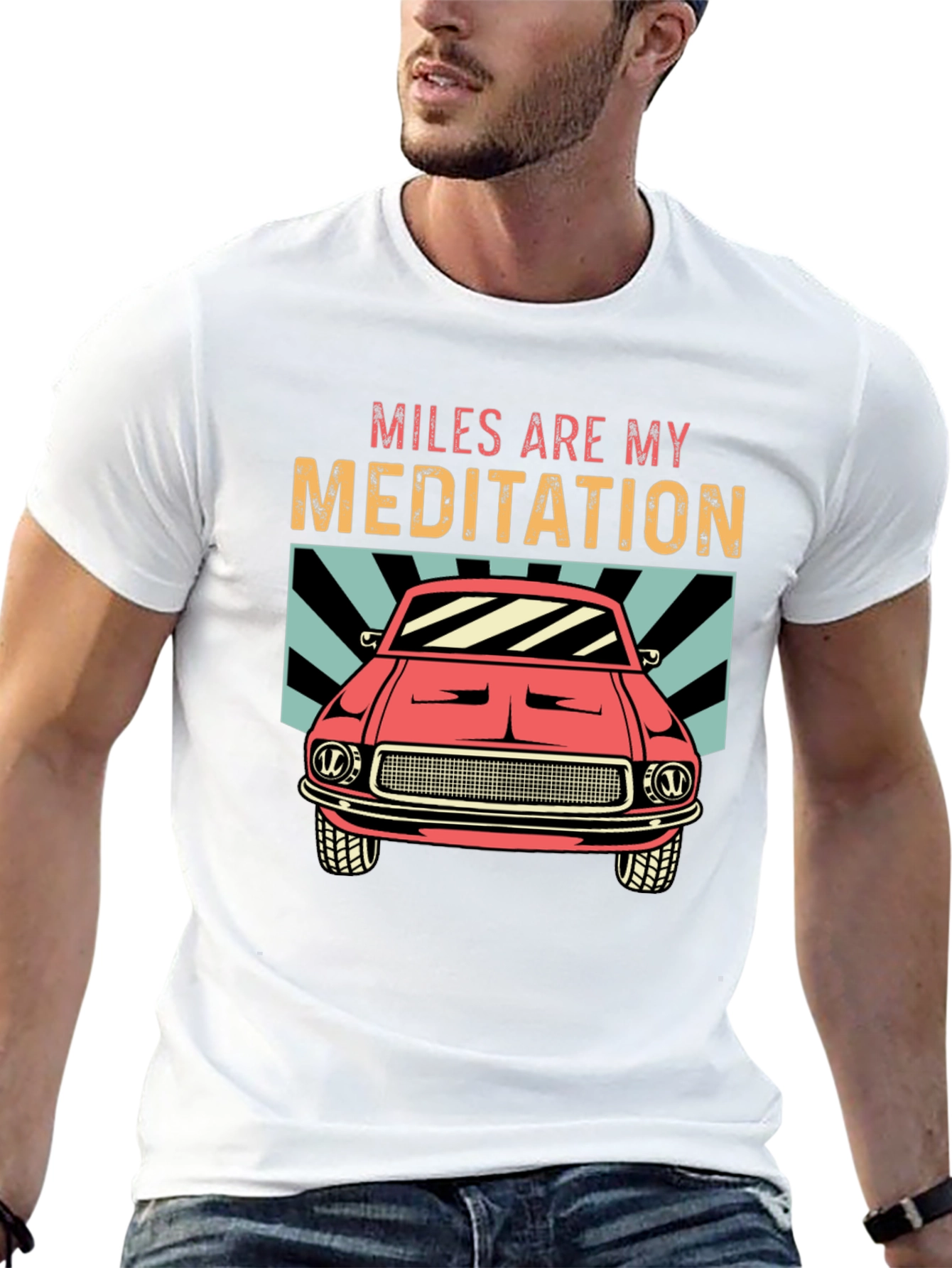 Miles Are My Meditation Car Graphic Tee - Black