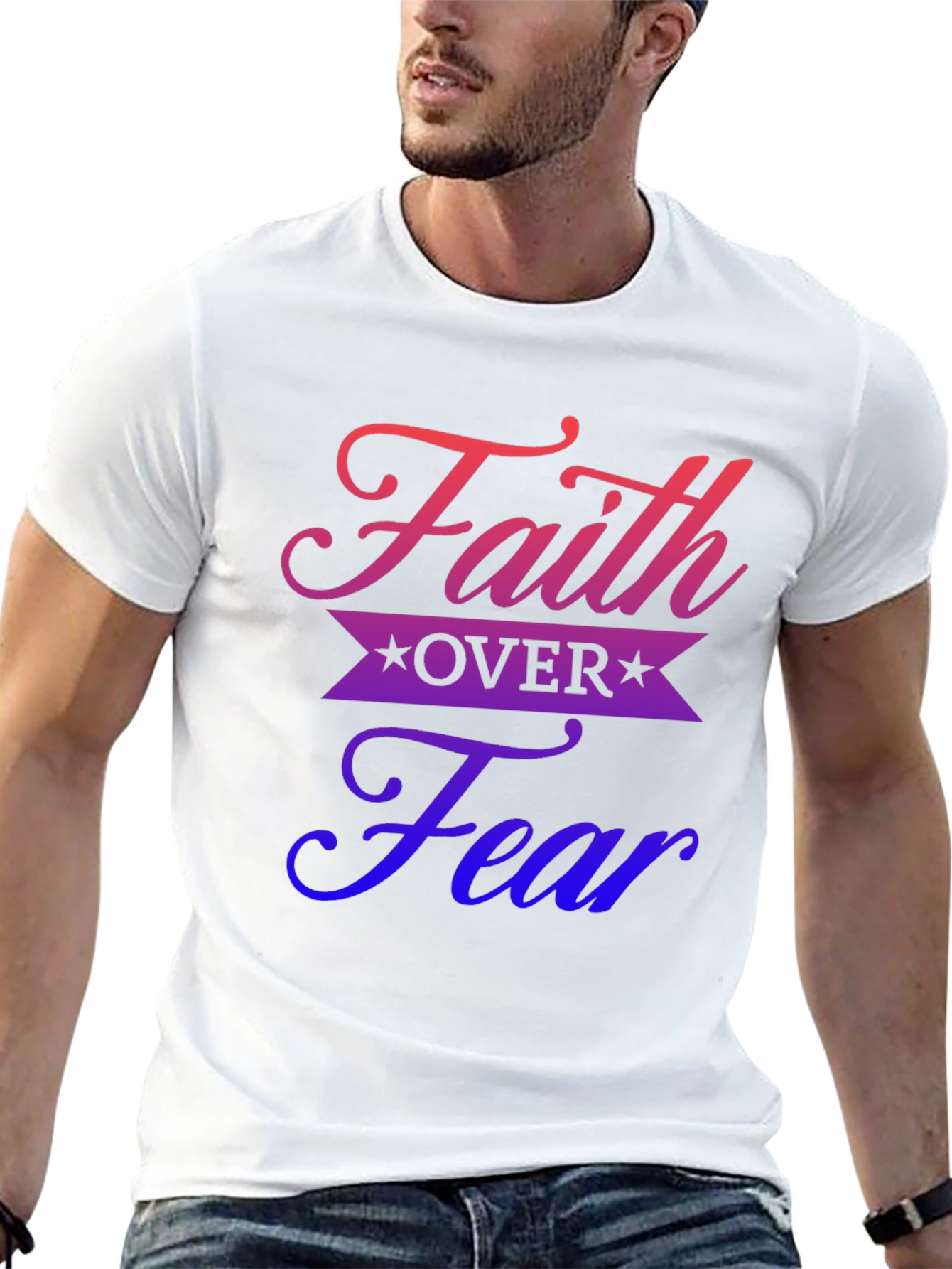 Faith Over Fear Graphic Print Black T-Shirt