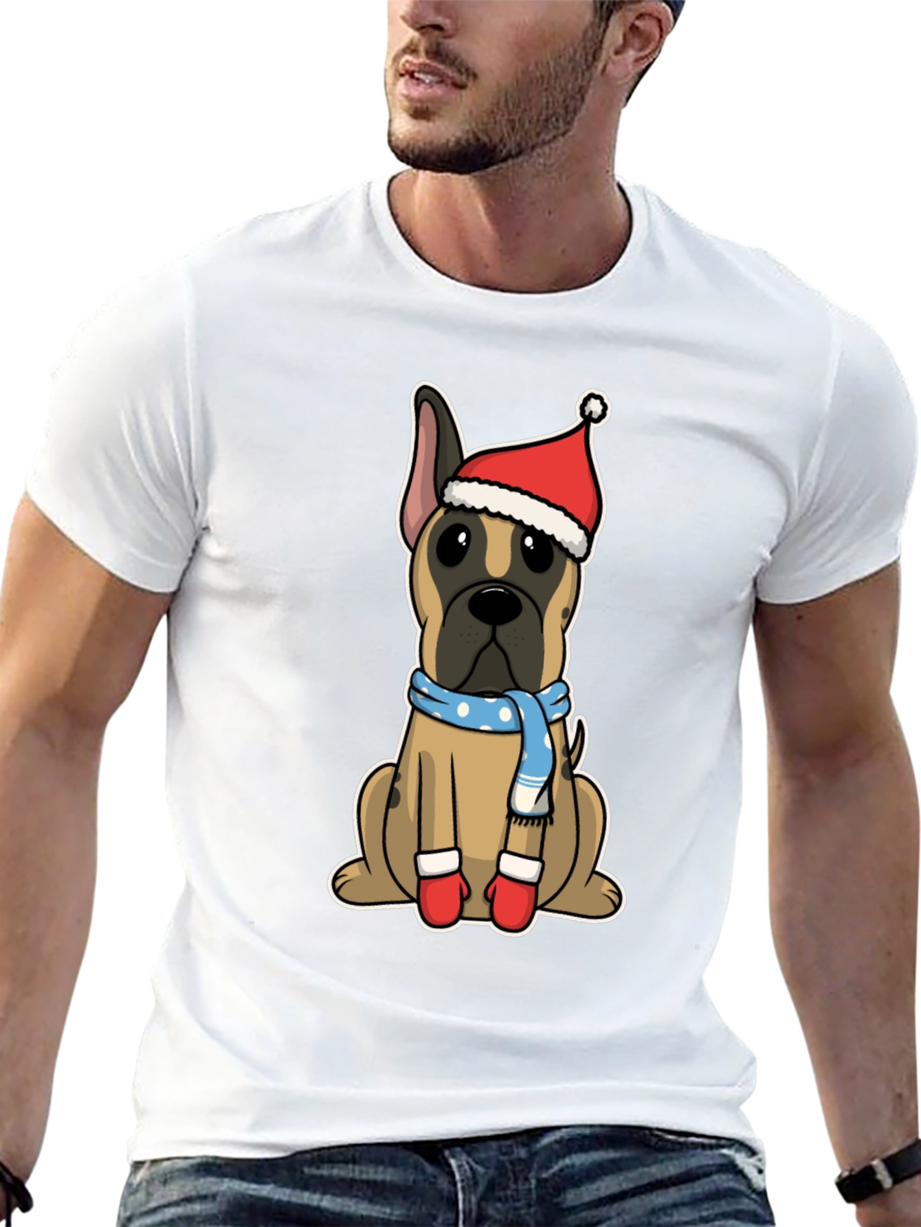 Christmas Dog Santa Hat T-Shirt – Festive Dog Lover Tee