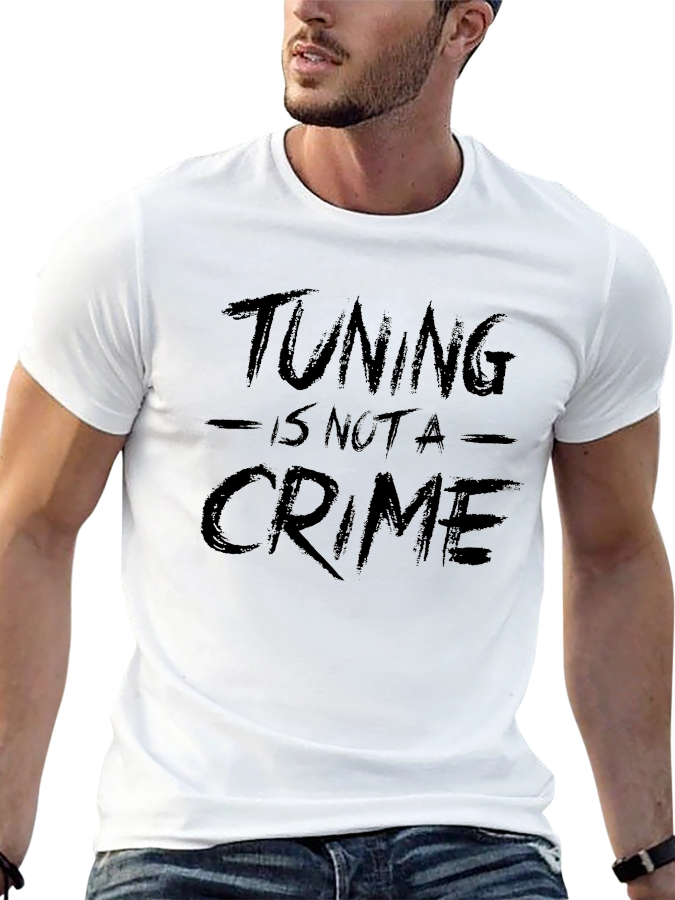 Tuning is Not A Crime Graphic Tee - Black