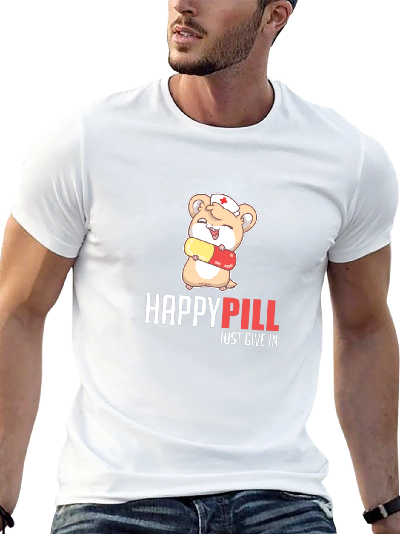 Happy Pill T-Shirt - Cute Hamster Design