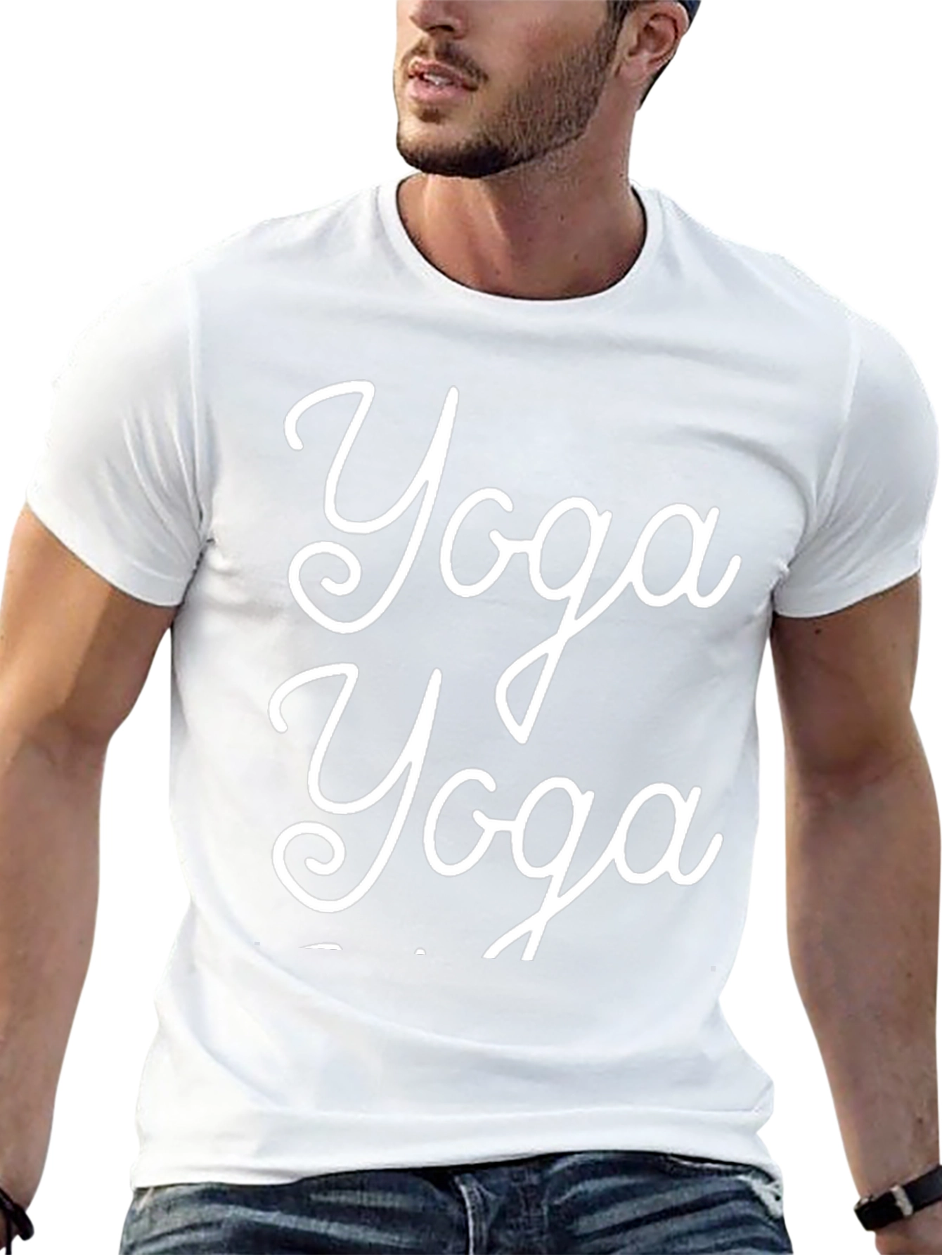 Yoga T-Shirt - Black Cotton - Trendy Design