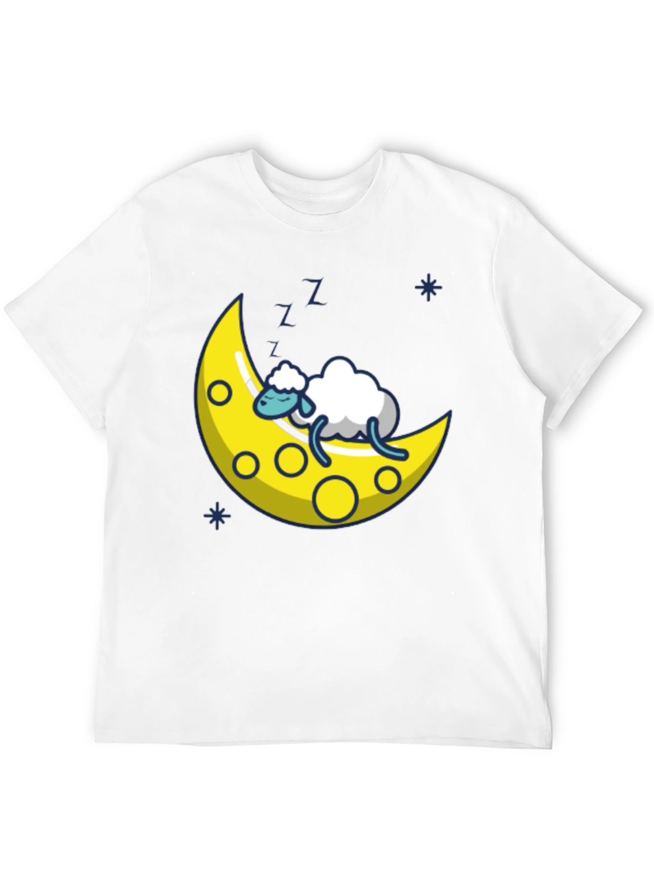 Dreamy Sheep on the Moon T-Shirt - Black