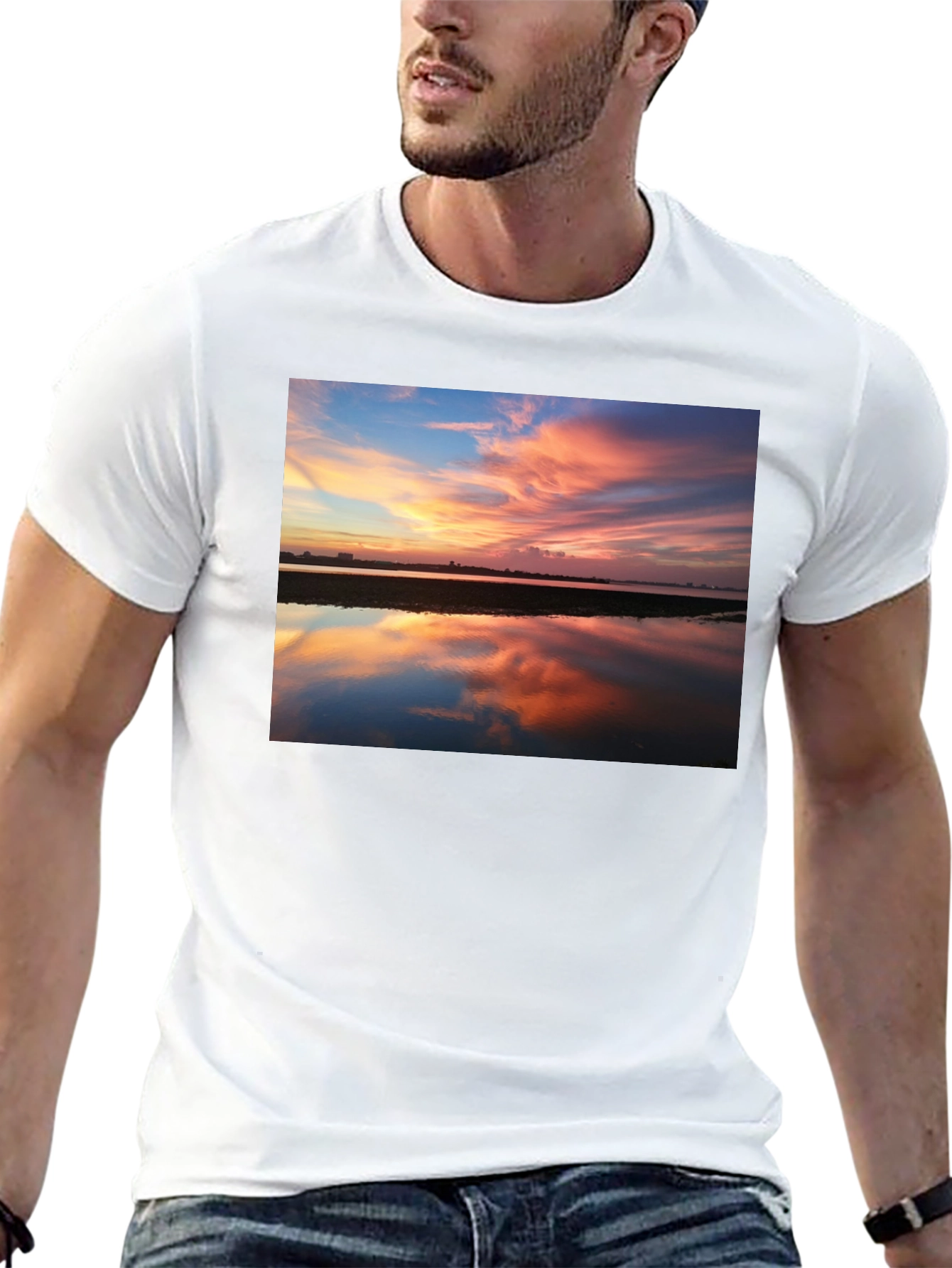 Sunset Reflection Graphic Tee - Black