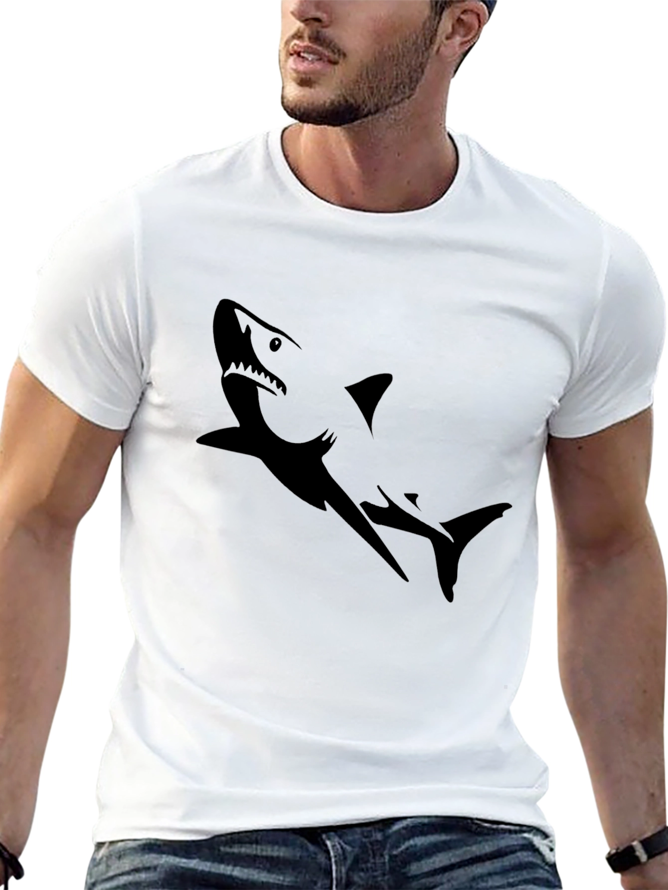 Mens Black Shark Graphic Tee