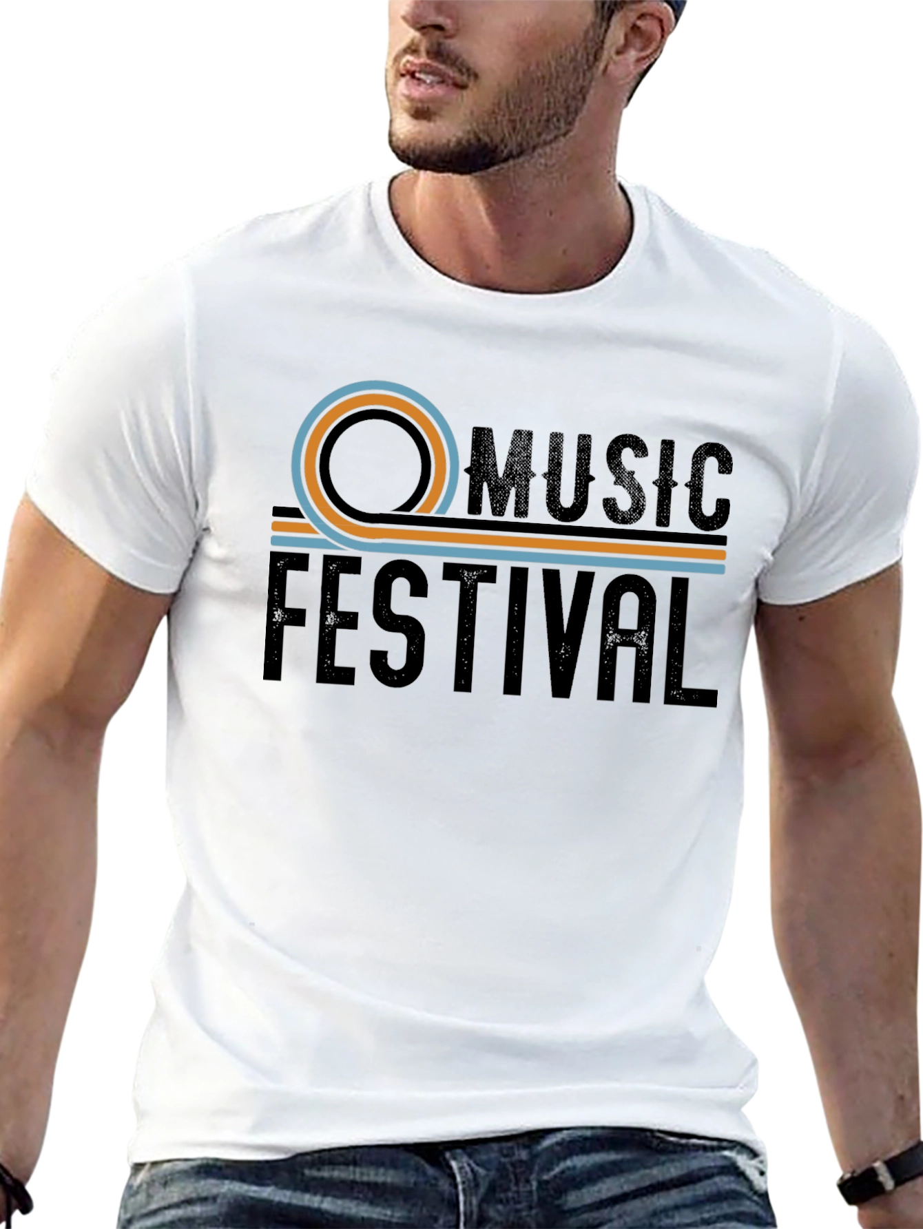 Music Festival Retro Graphic Black Tee