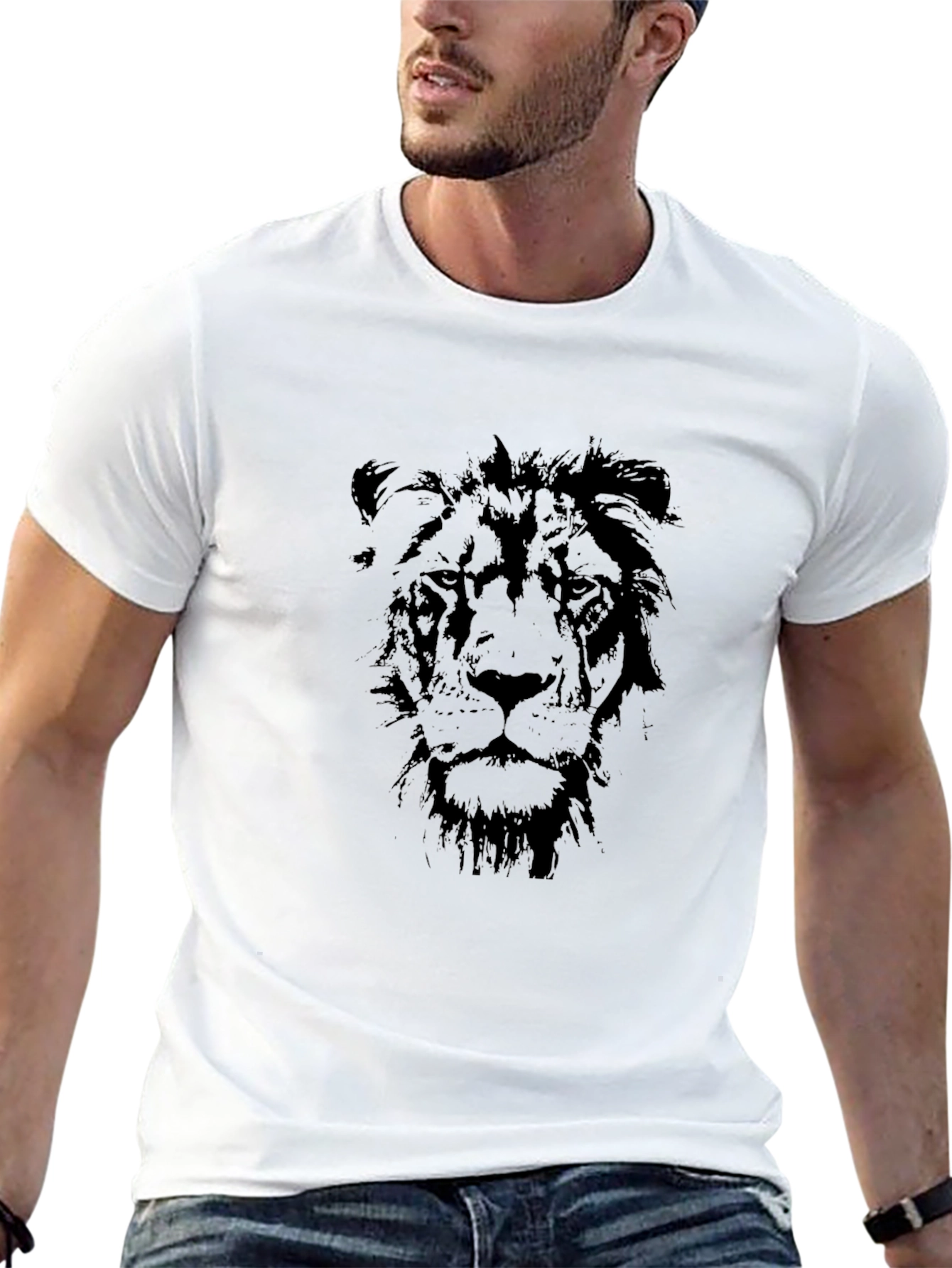 Lion Graphic Black T-Shirt - Mens Casual Wear