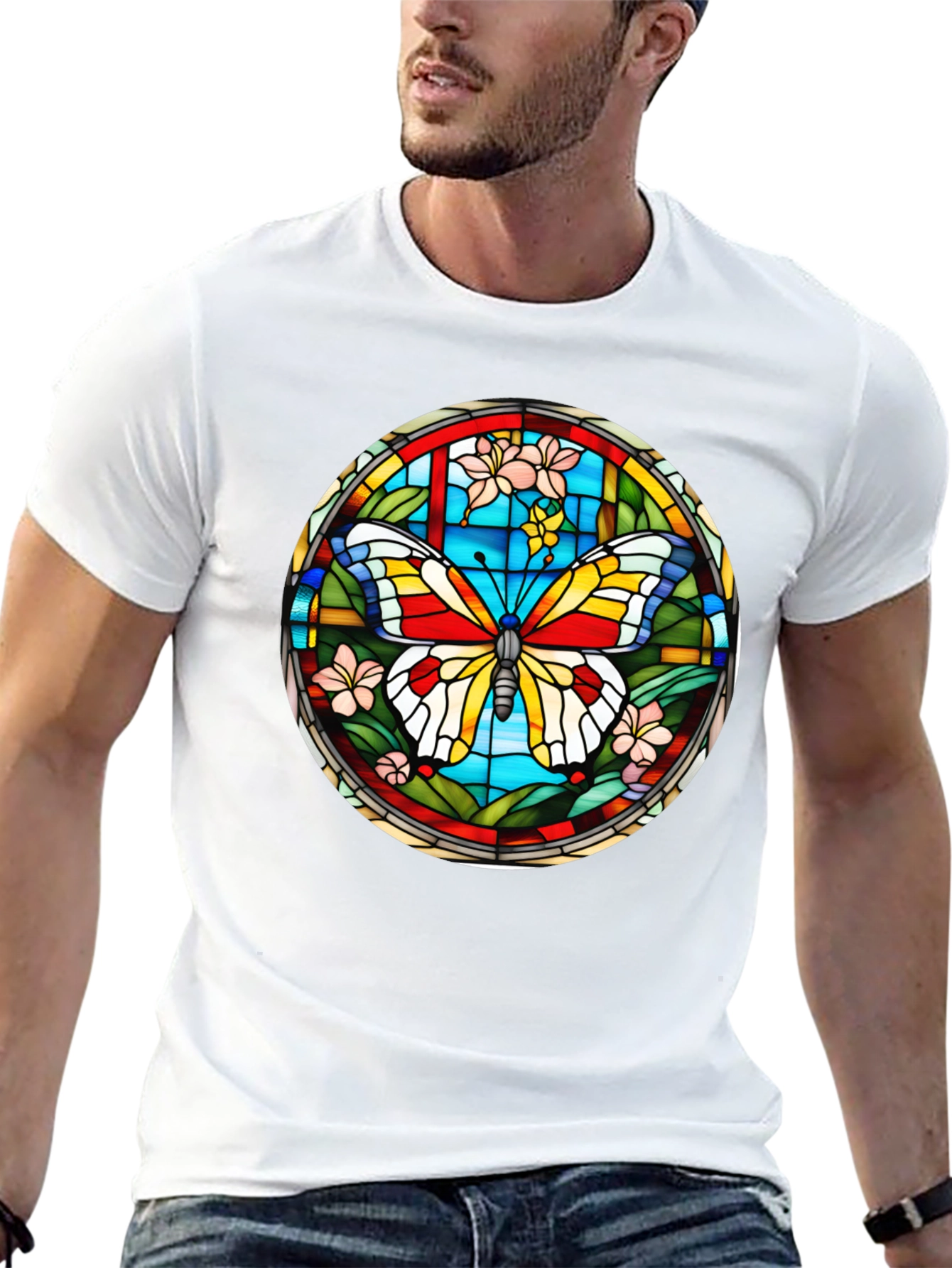 Butterfly Stained Glass Graphic T-Shirt