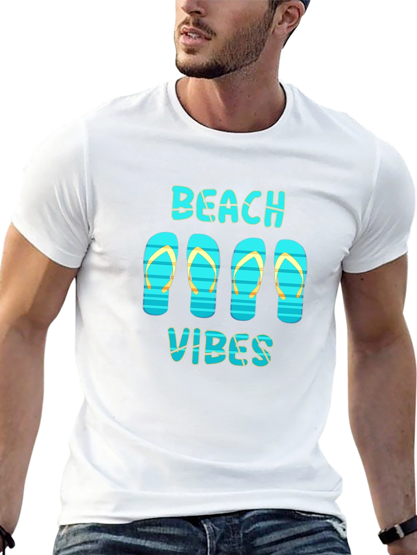 Beach Vibes Graphic Print Crew Neck T-Shirt