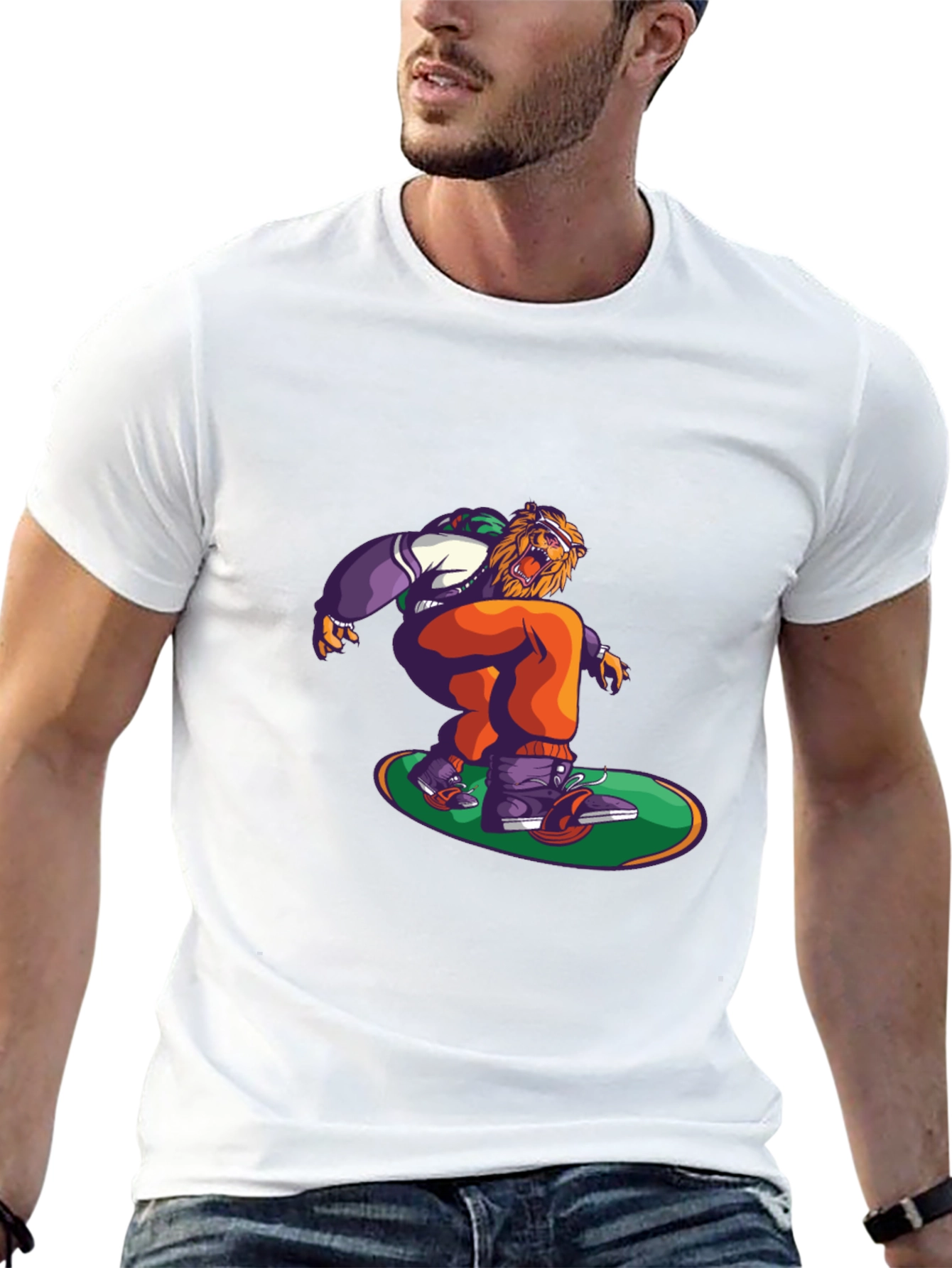 Lion Skateboarder Graphic T-Shirt