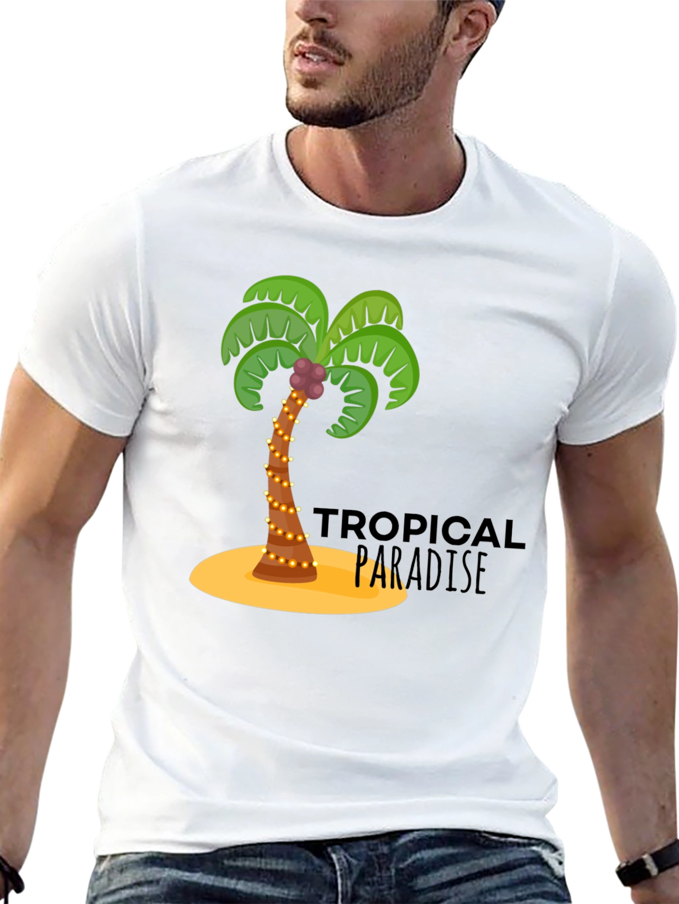 Tropical Paradise Black Graphic T-Shirt